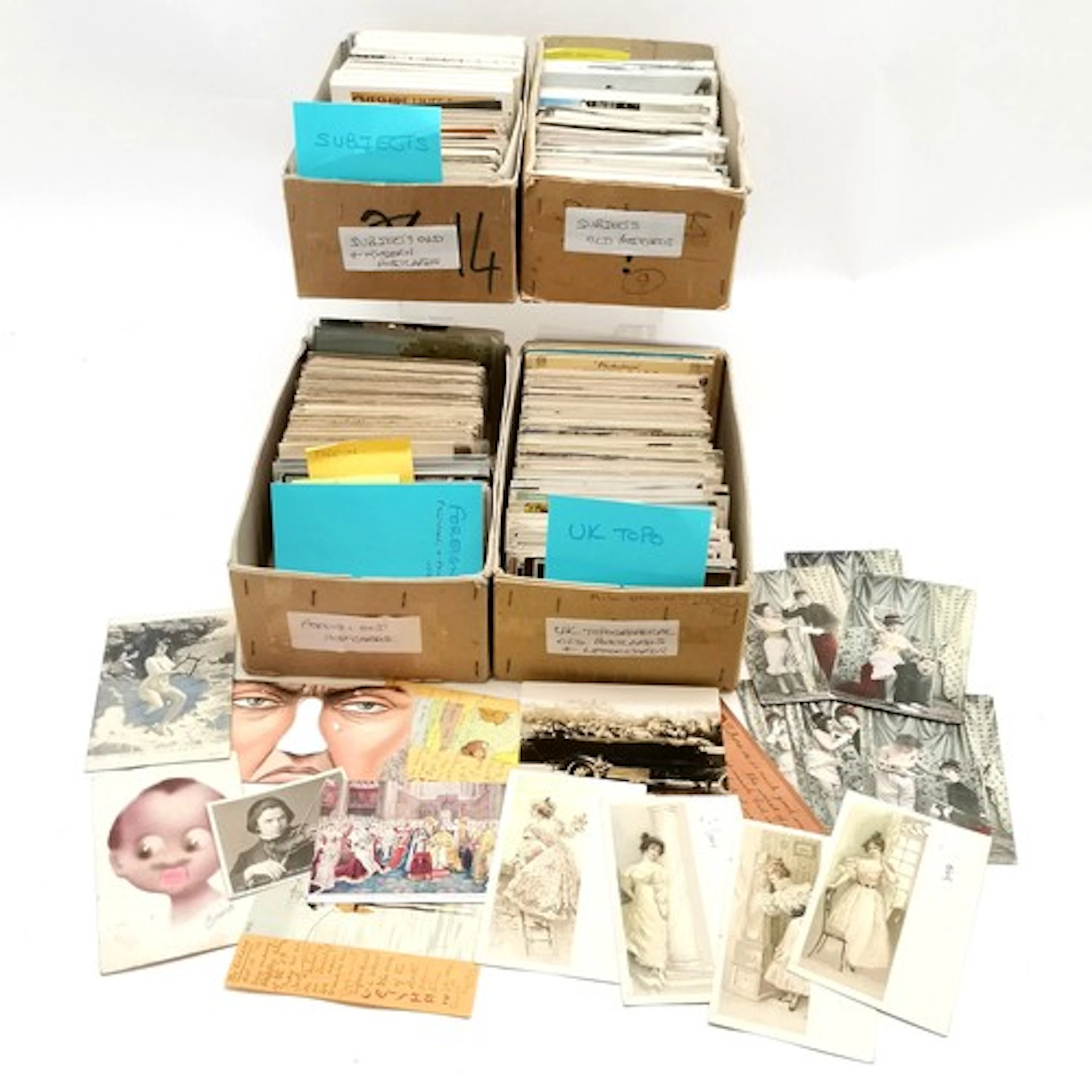 4 x boxes of mixed postcards inc 2 x Raphael Kirchner, topog...
