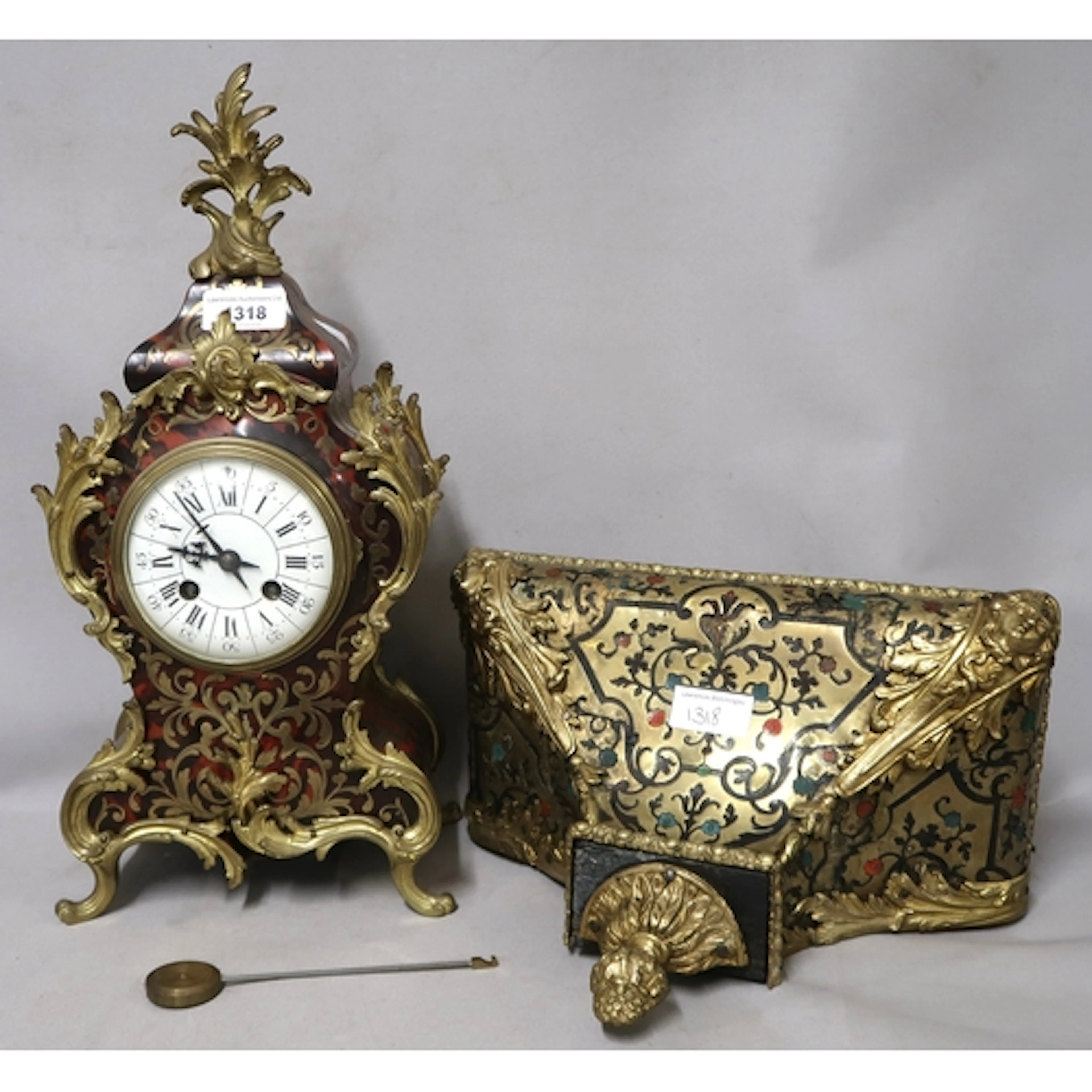 19th Century French Buhl mantel clock, the shaped ormolu mou...