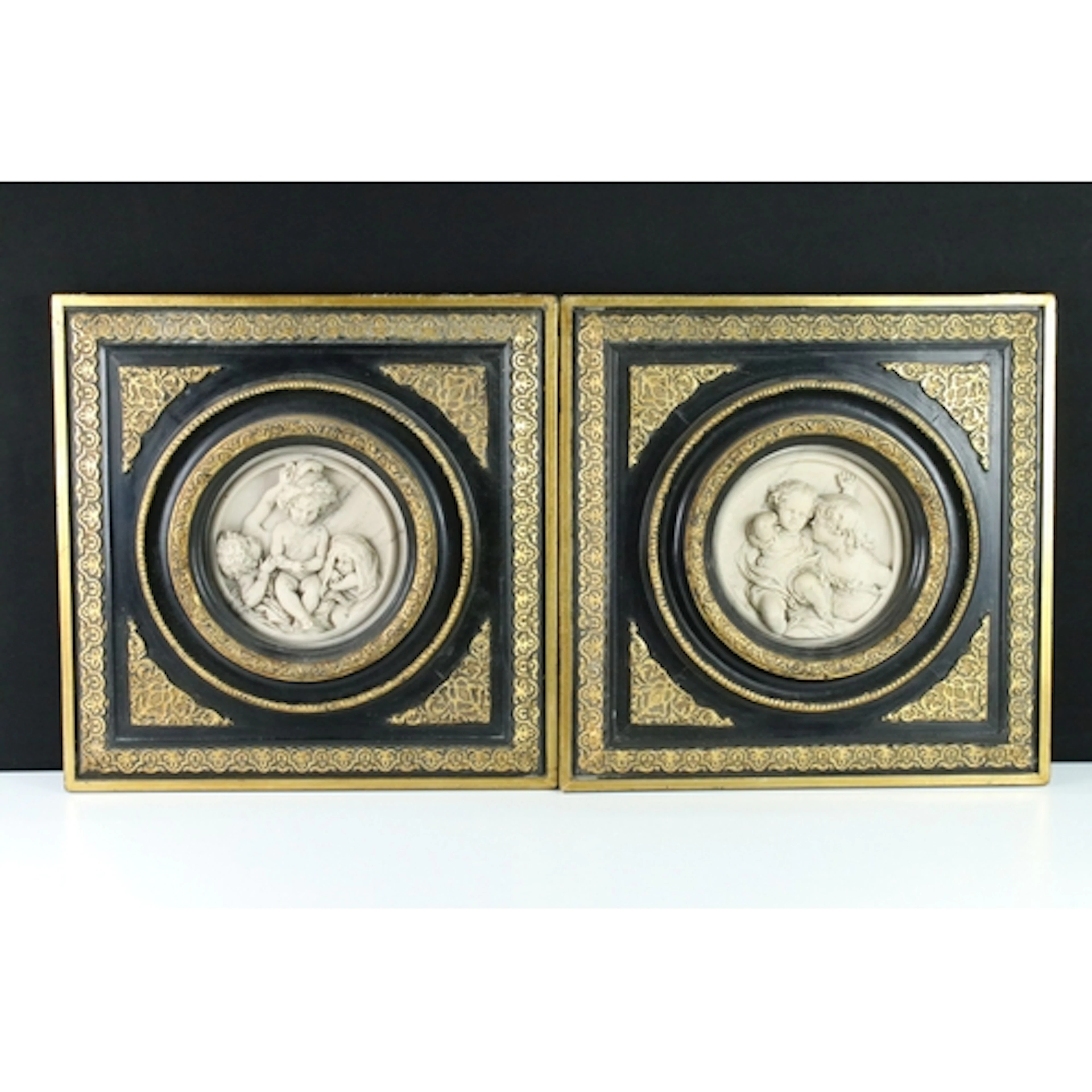 After Edward William Wyon (1811-1885) pair of marble style r...