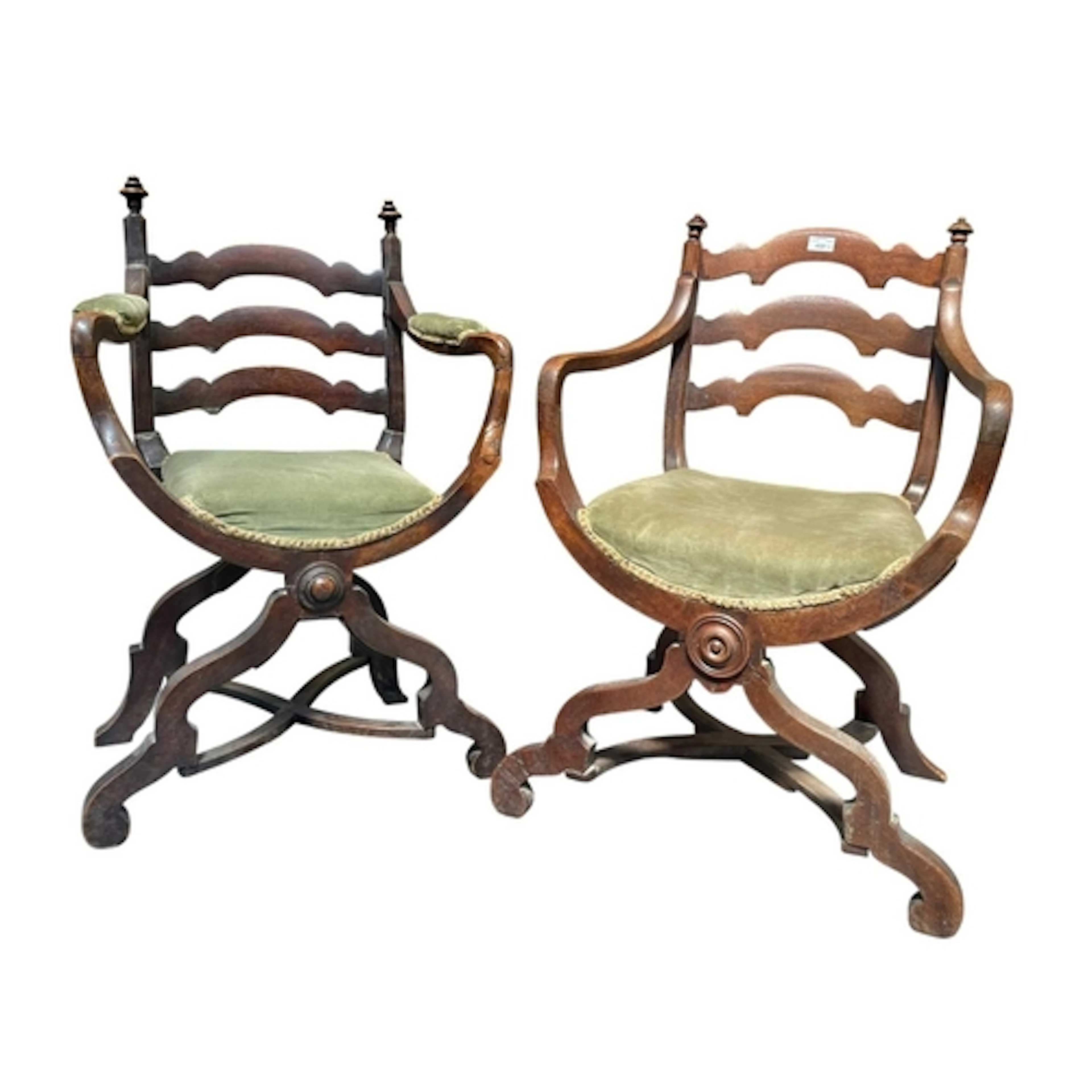 A near pair of early 19th century oak and walnut Savonarola ...