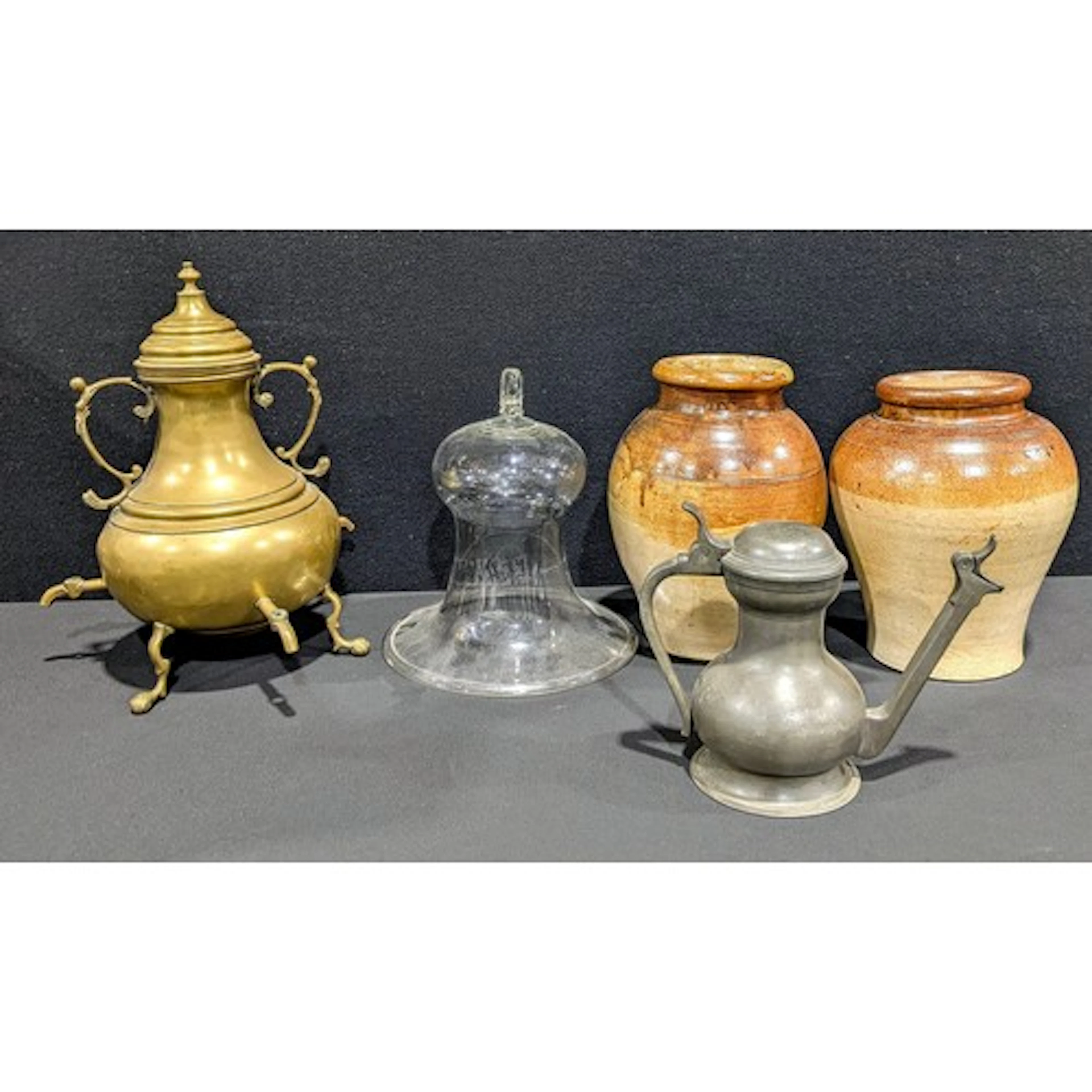 A Victorian clear glass smoke bell, 25cm high; an 18th/19th ...