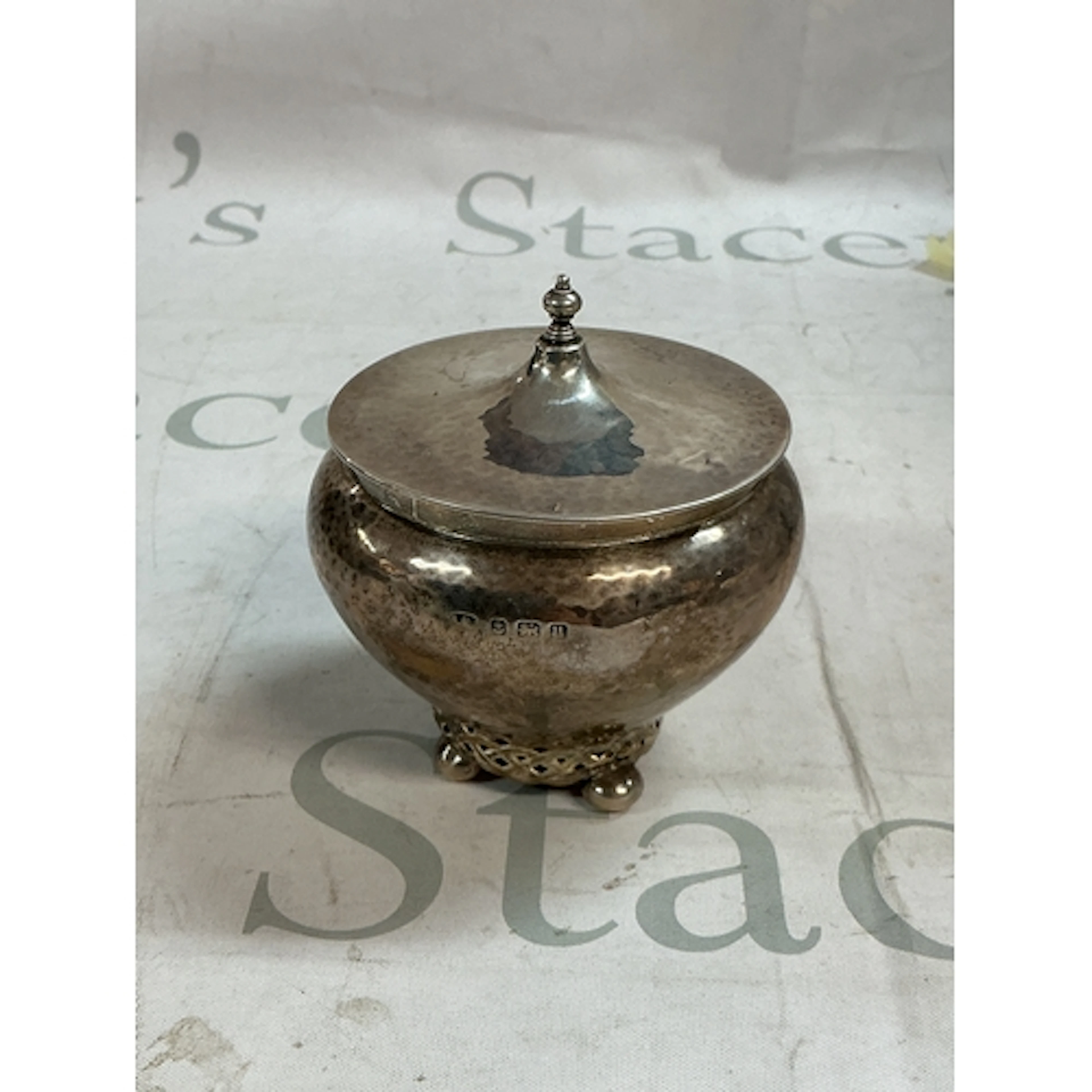 A London hallmarked silver lidded pot. Total Weight 170g.&nb...