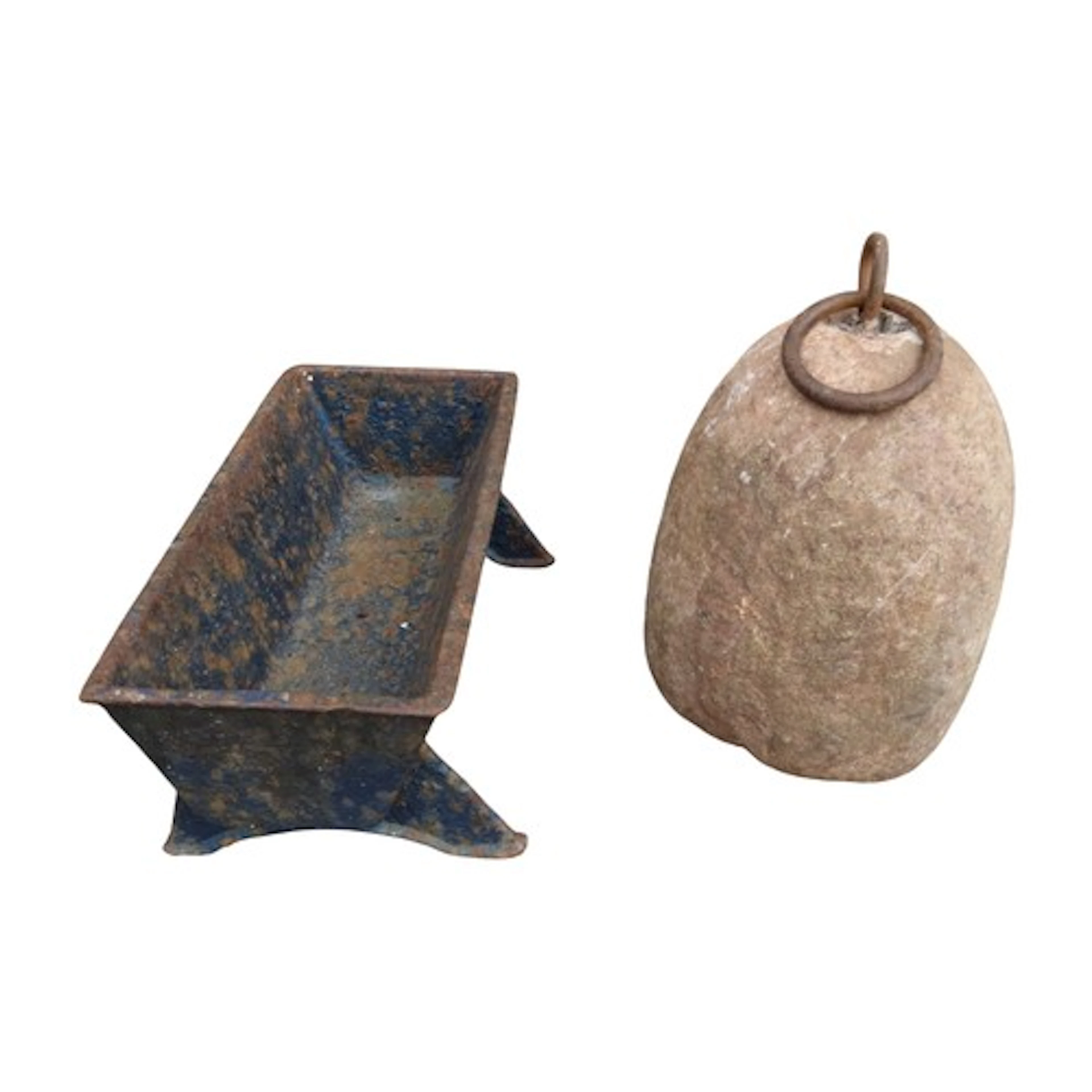 A small vintage cast iron trough of rectangular tapered form...
