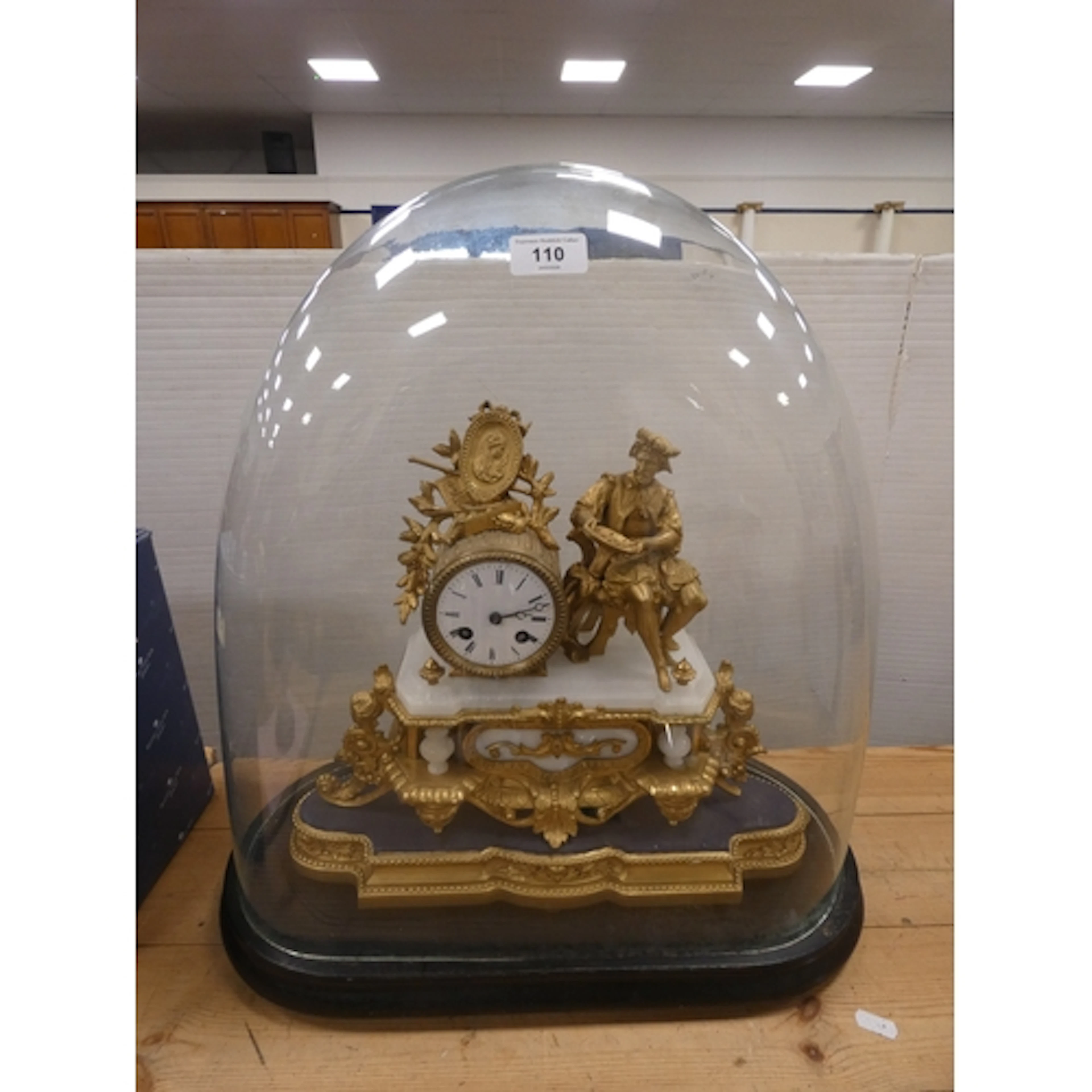 Late 19th century French rococo-style gilt spelter and alaba...