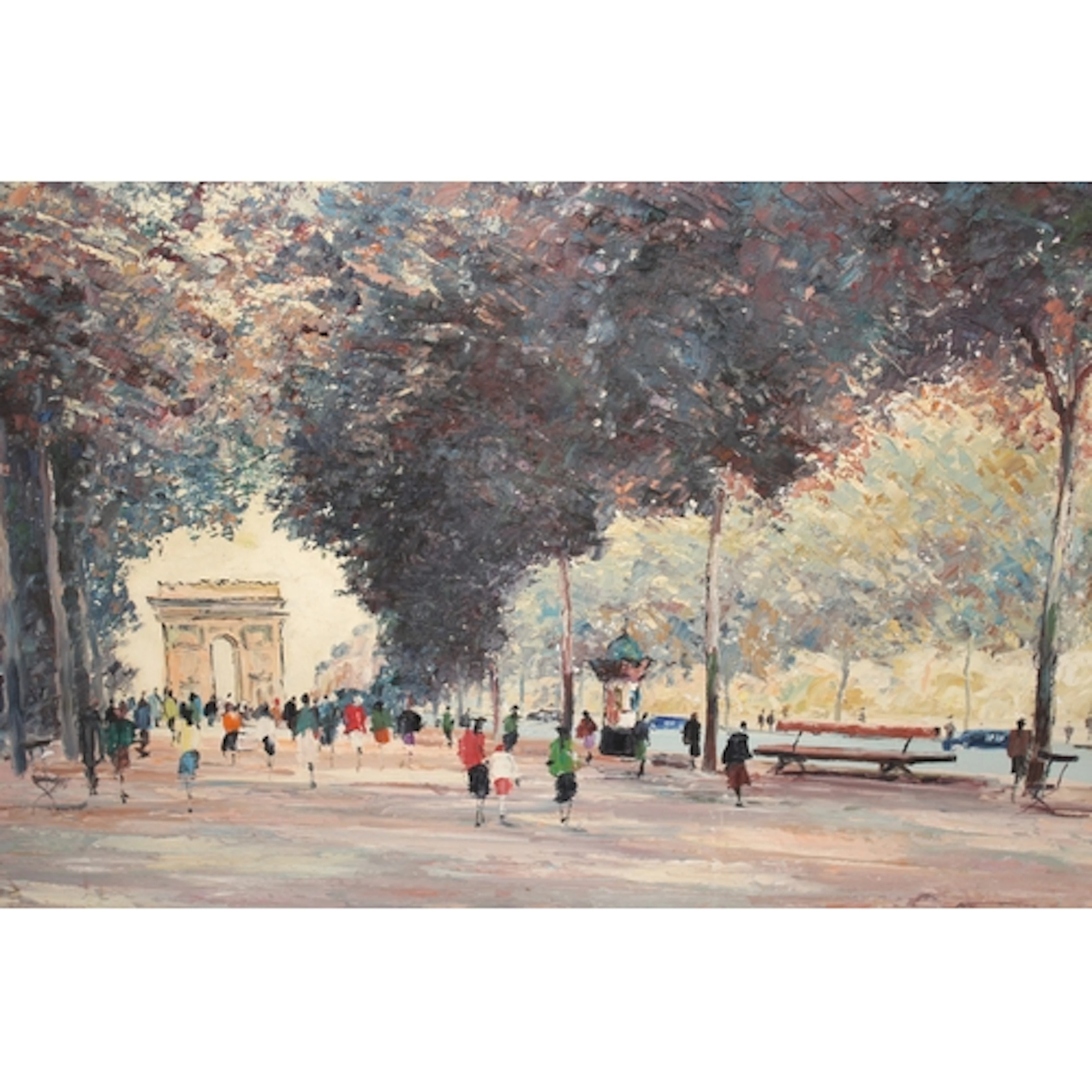 George Hann, oil on board, view of the Arc de Triomphe, Pari...