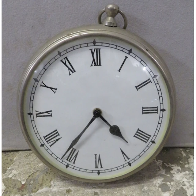 Chrome Wall Clock in the form of a pocket watch, Romannumera...