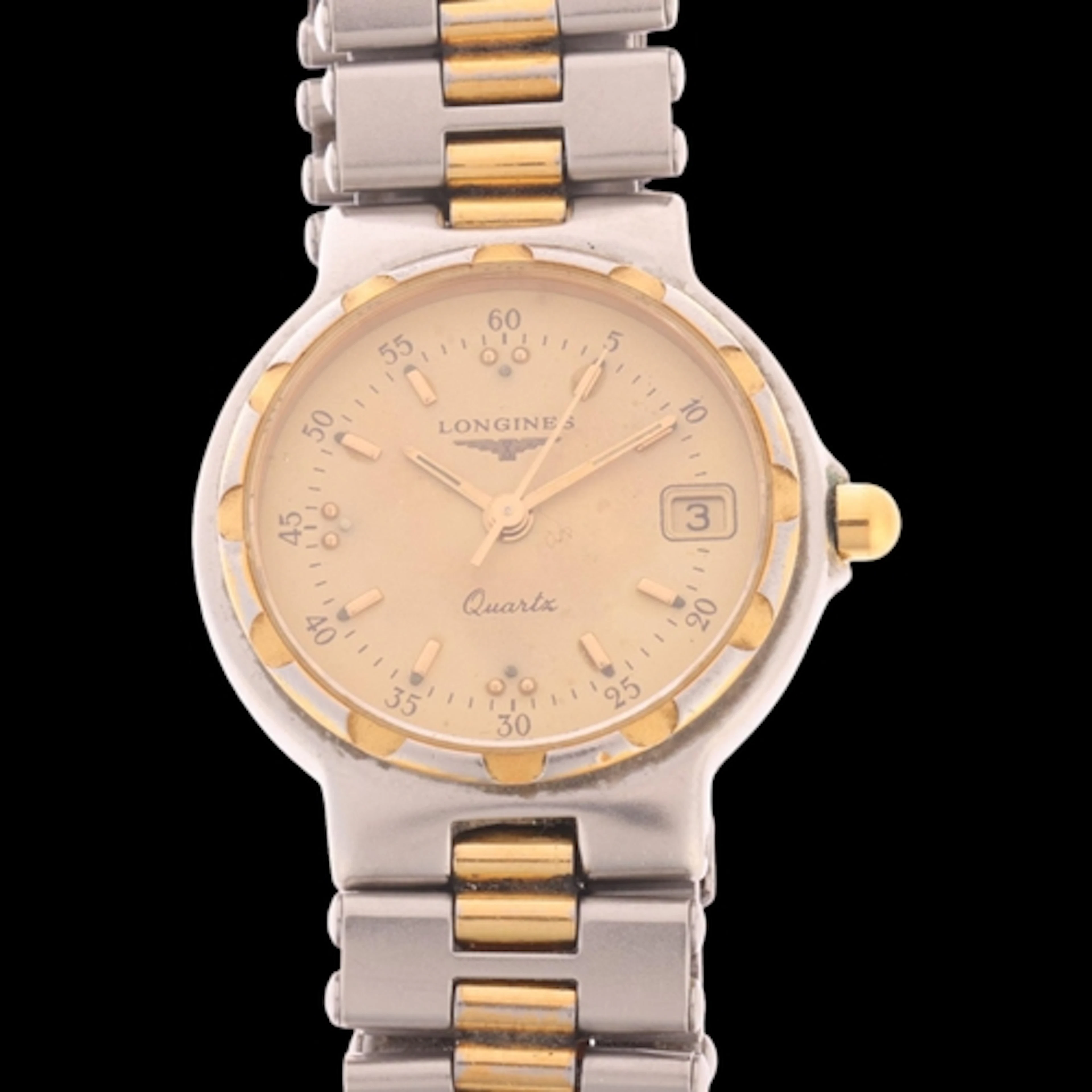LONGINES - a lady's gold plated stainless steel Conquest qua...