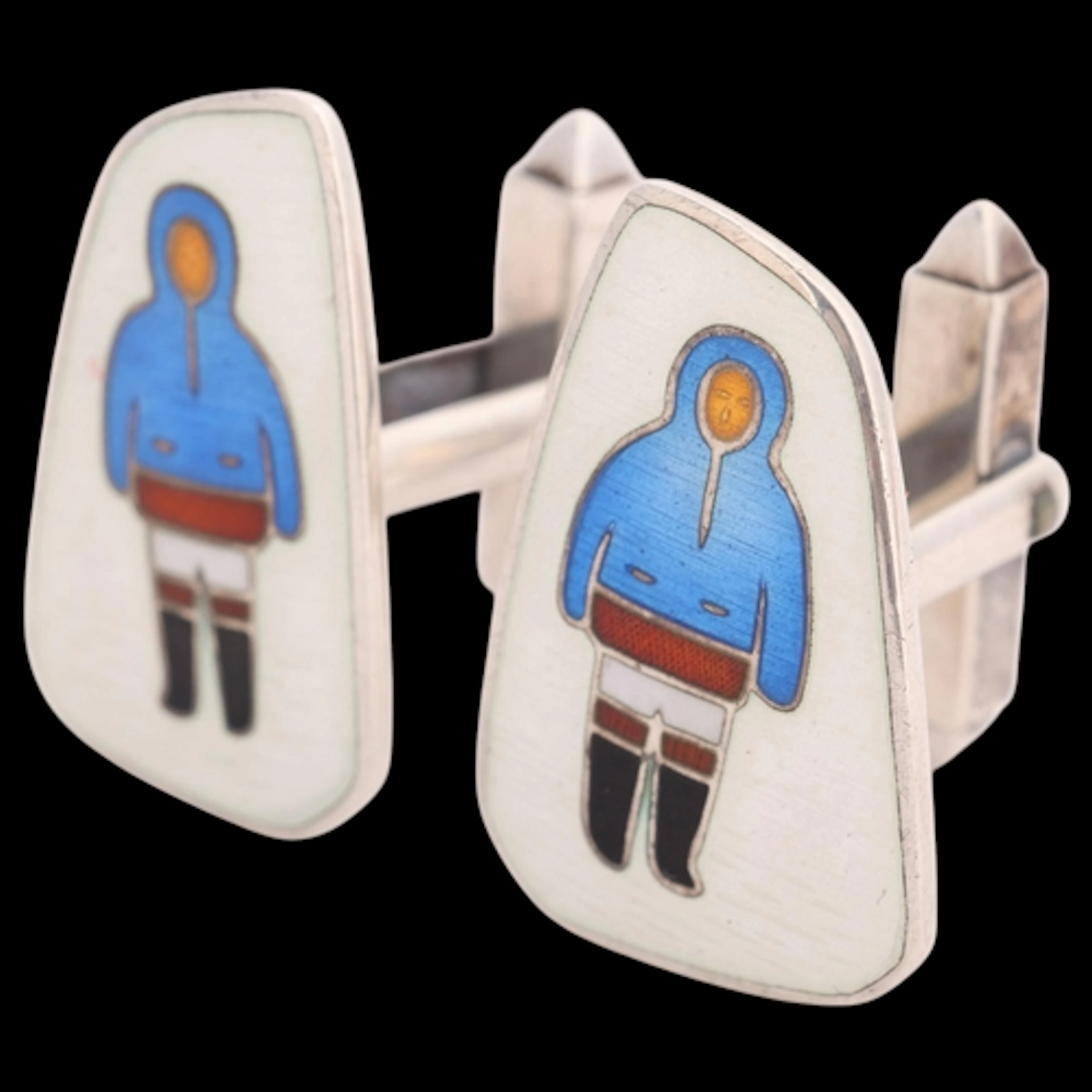 A pair of Scandinavian sterling silver polychrome enamel 'In...