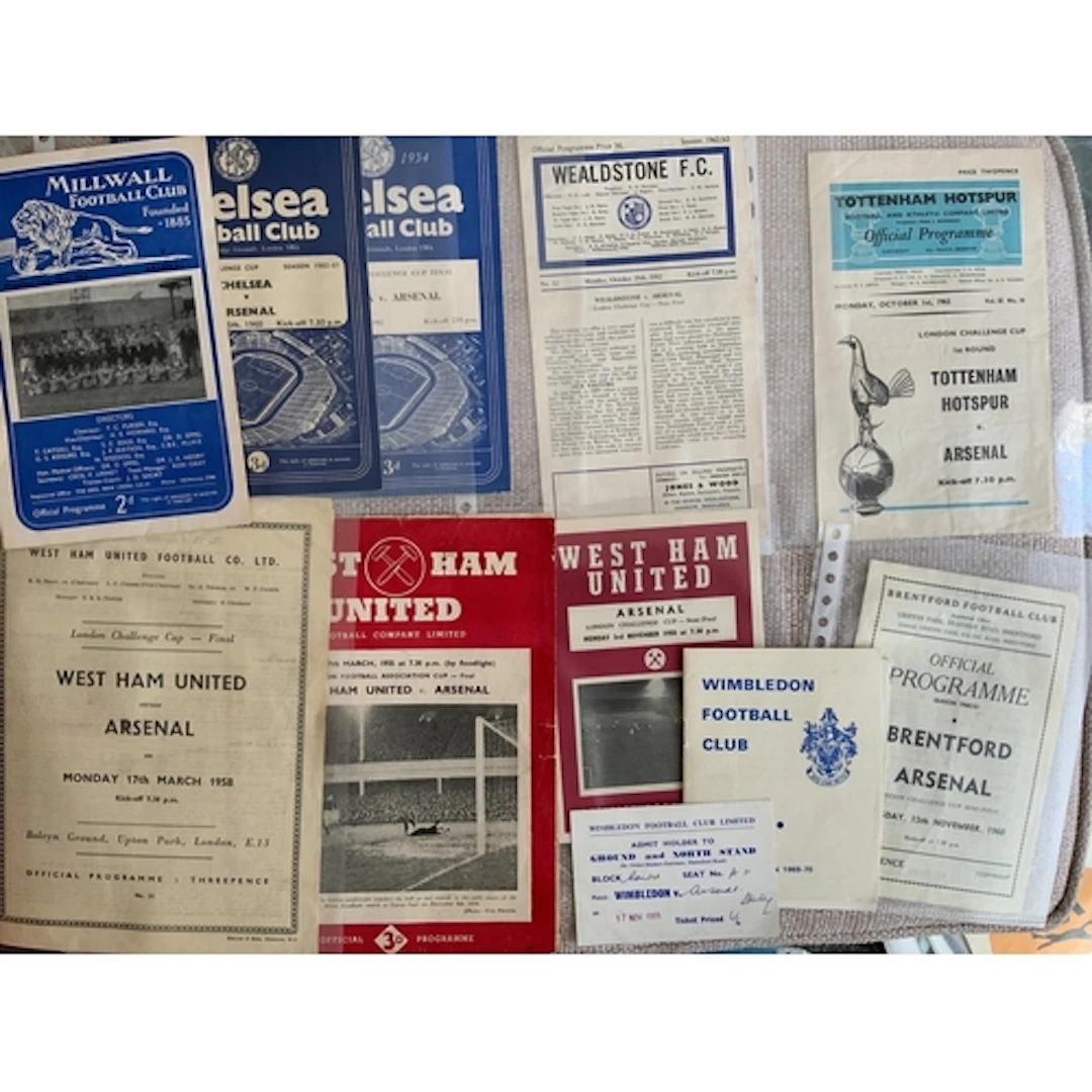 Arsenal Away LCC Football Programmes: London Challenge Cup m...