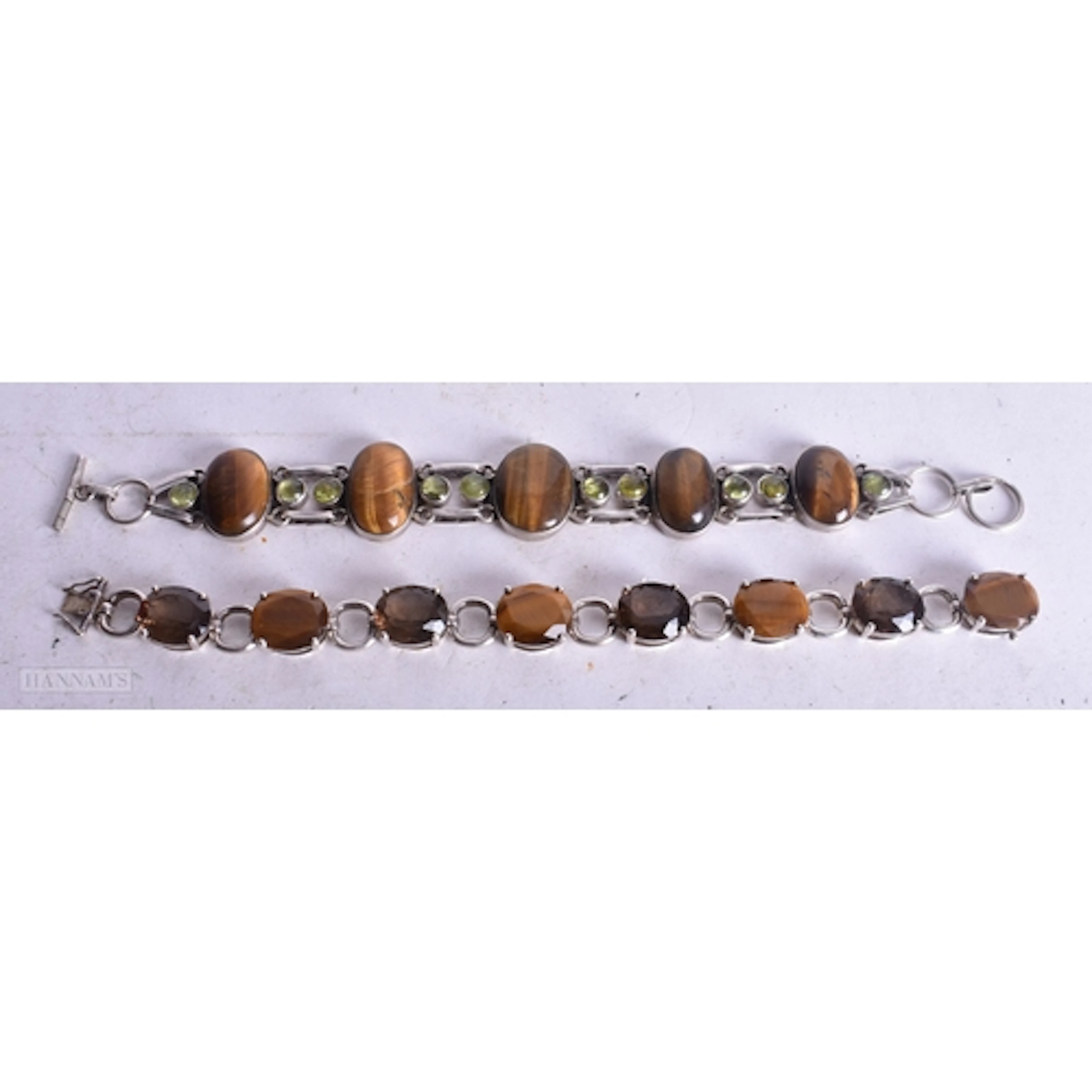 Collection of Sterling Silver Gemstone Bracelets inc. Tigers...