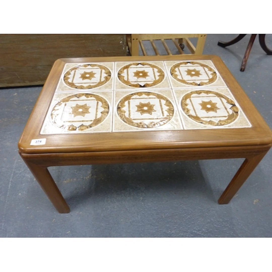 Small G-plan style tile top coffee table.