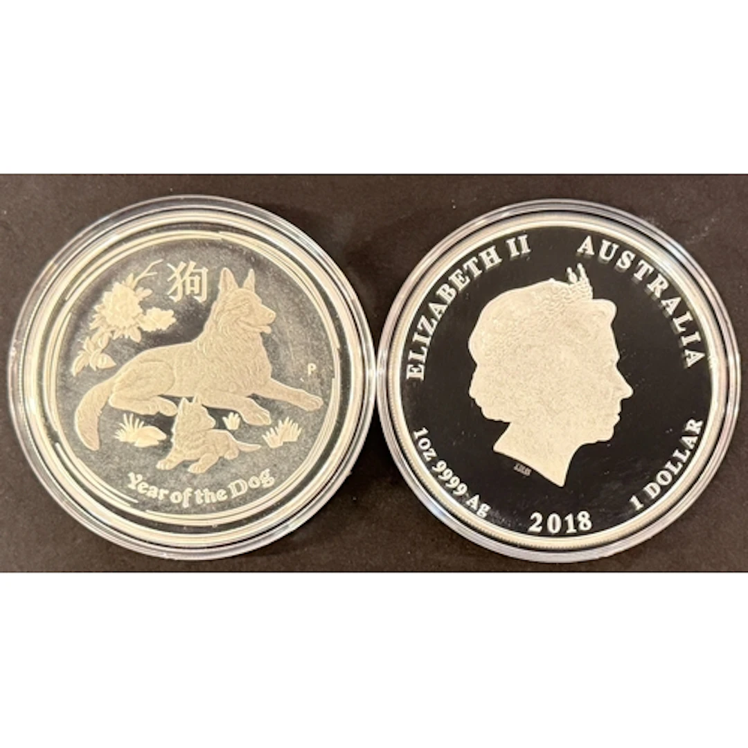 A pair of Australia 2018 Lunar Series II Year of the Dog $1 ...