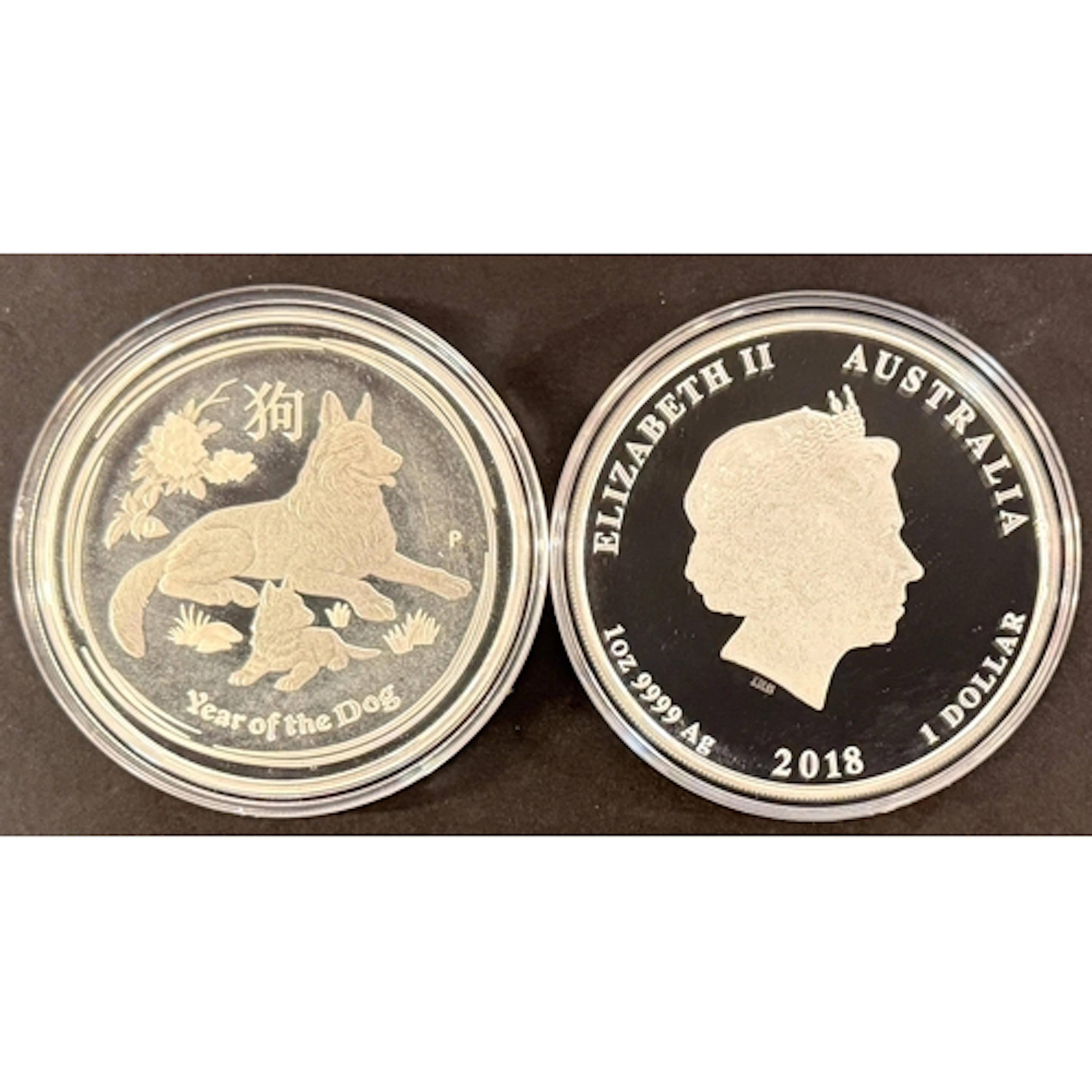 A pair of Australia 2018 Lunar Series II Year of the Dog $1 ...