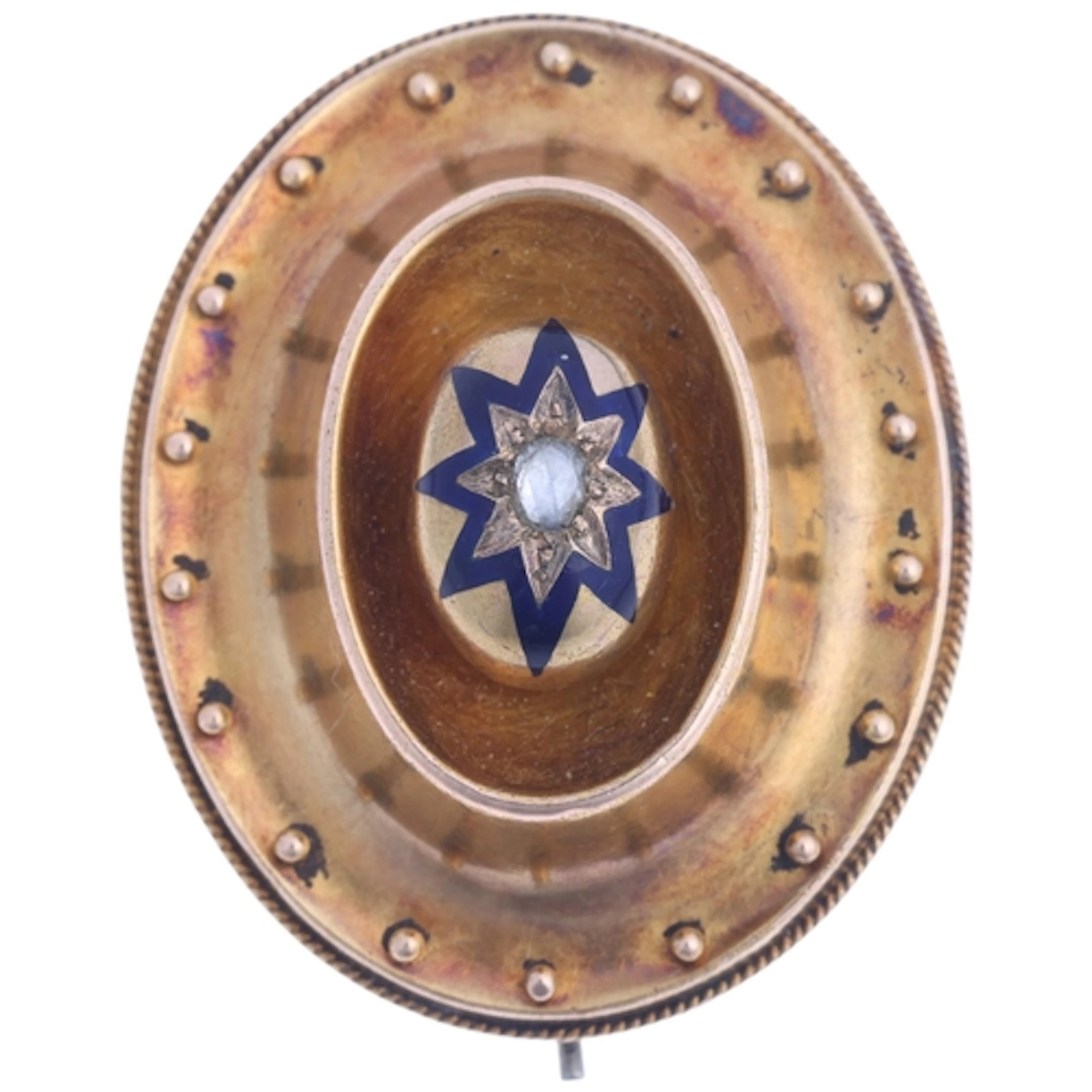 An Antique Victorian Etruscan Revival 15ct gold diamond and ...