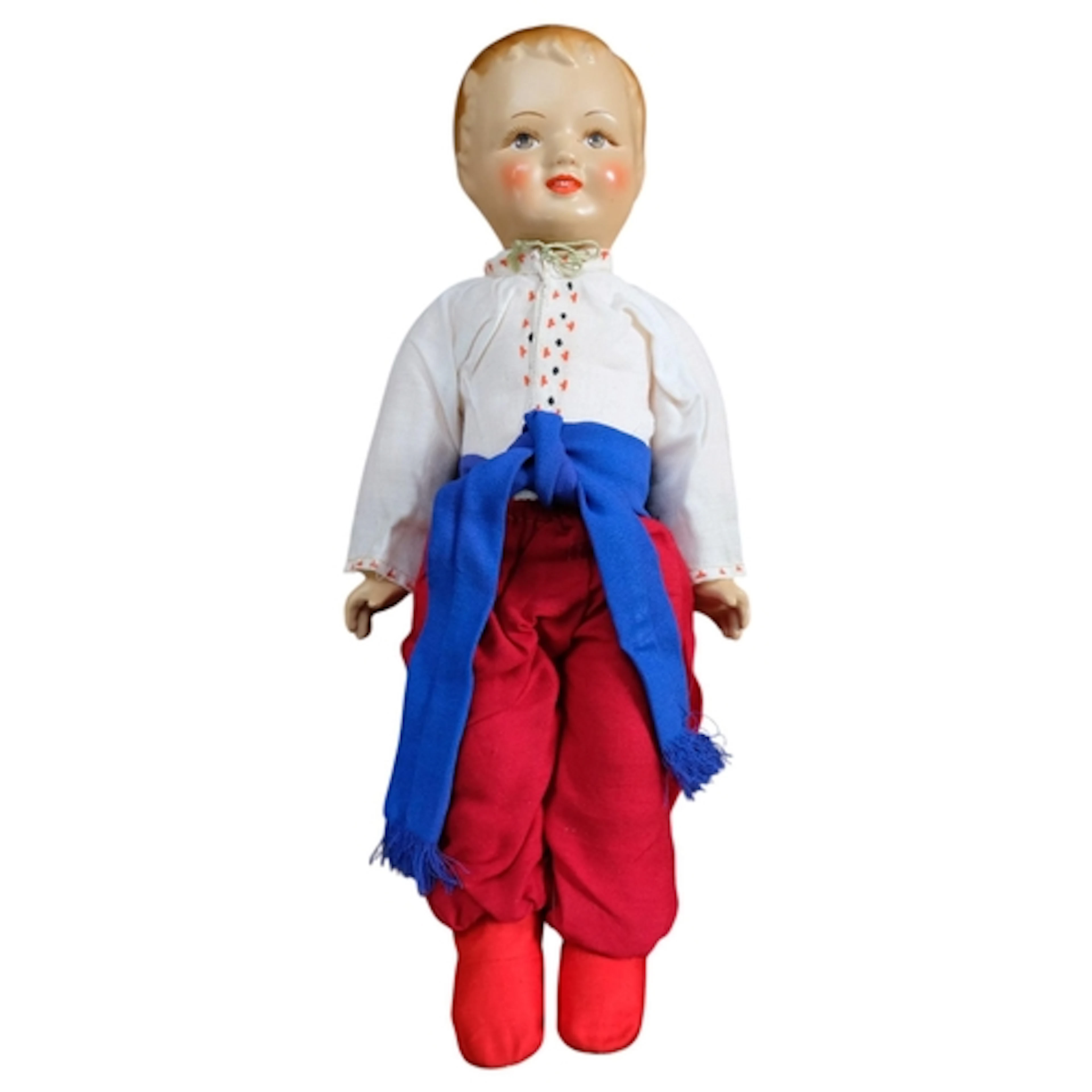 A Russian Soviet Period celluloid doll, original printed lab...
