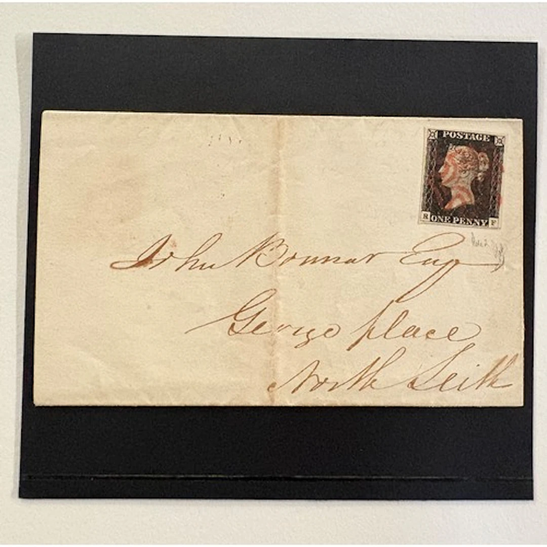 1d black on cover entire dated 12-11-1840 cancelled with a r...