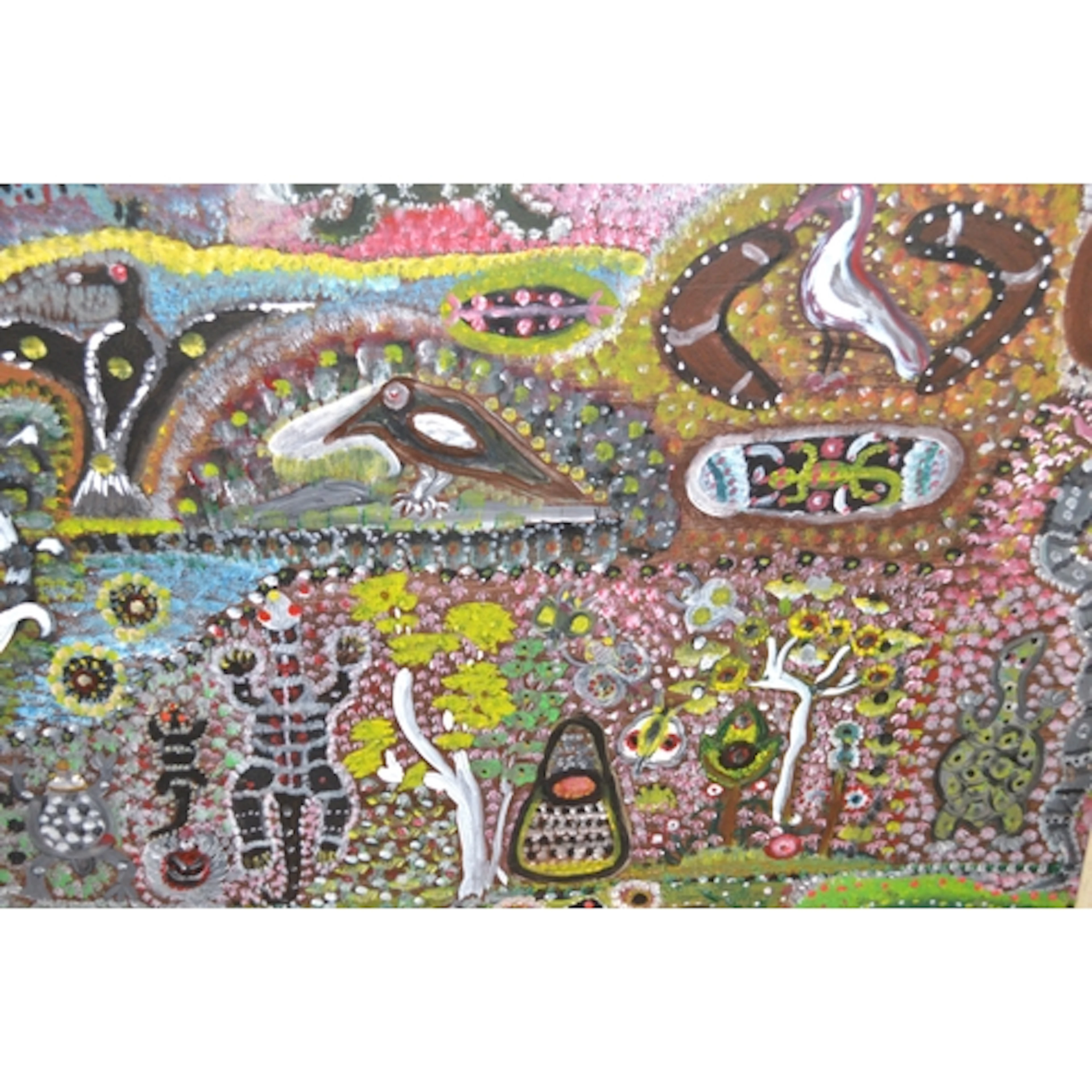 Late 20th Century Aboriginal style painting on canvas, garde...