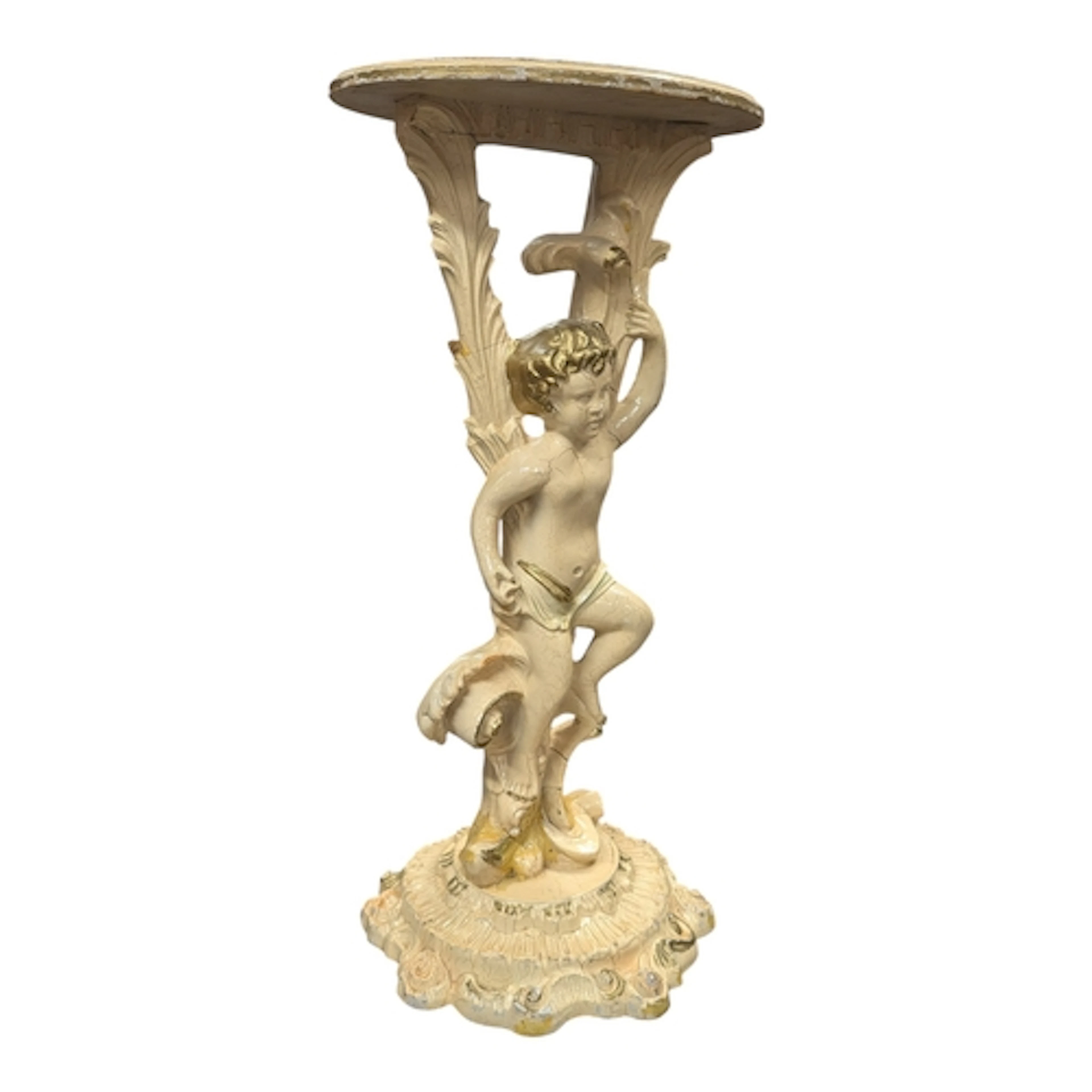 A 19th century Italian carved wooden painted plant stand. Th...
