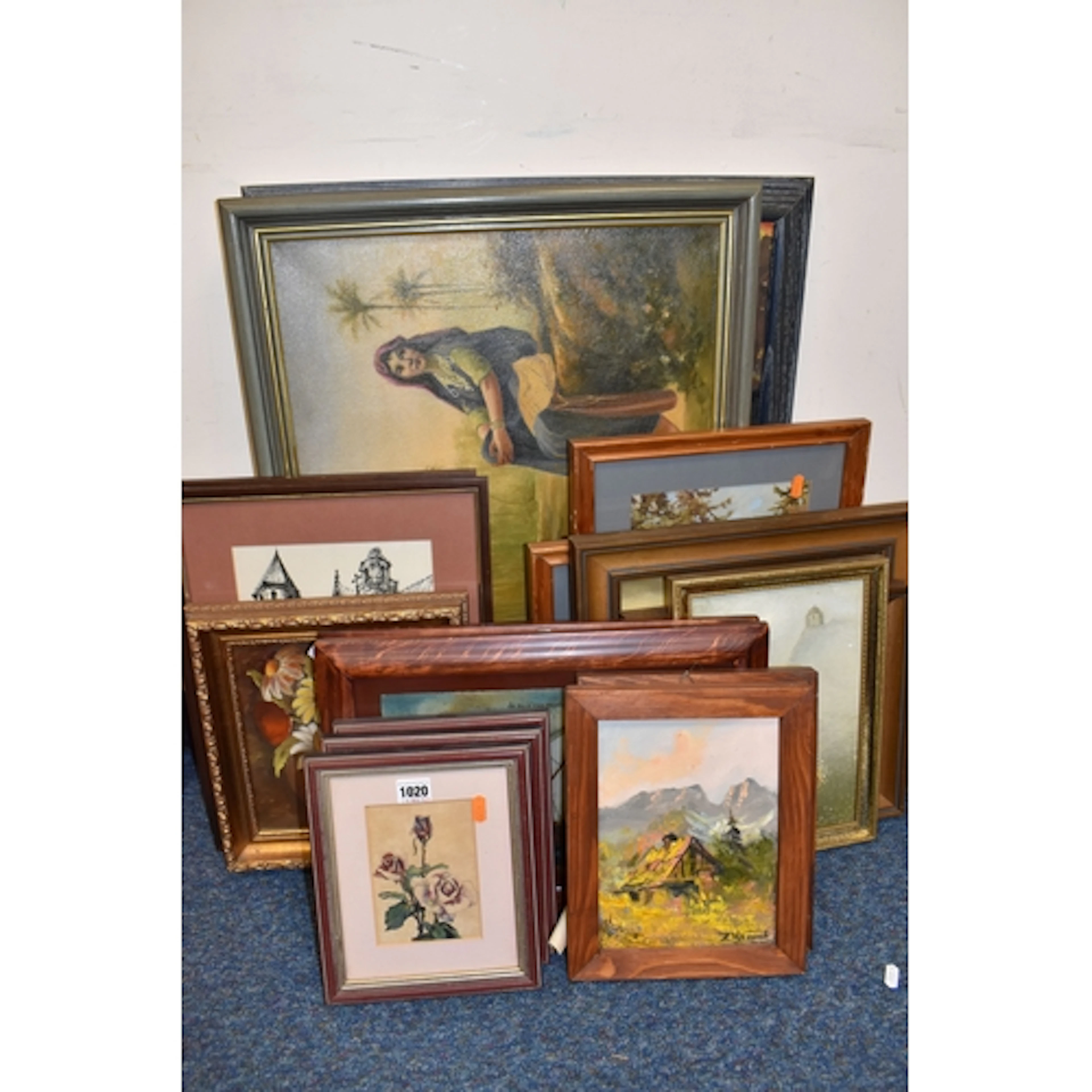A SMALL QUANTITY OF PICTURES AND PRINTS ETC, comprising an o...