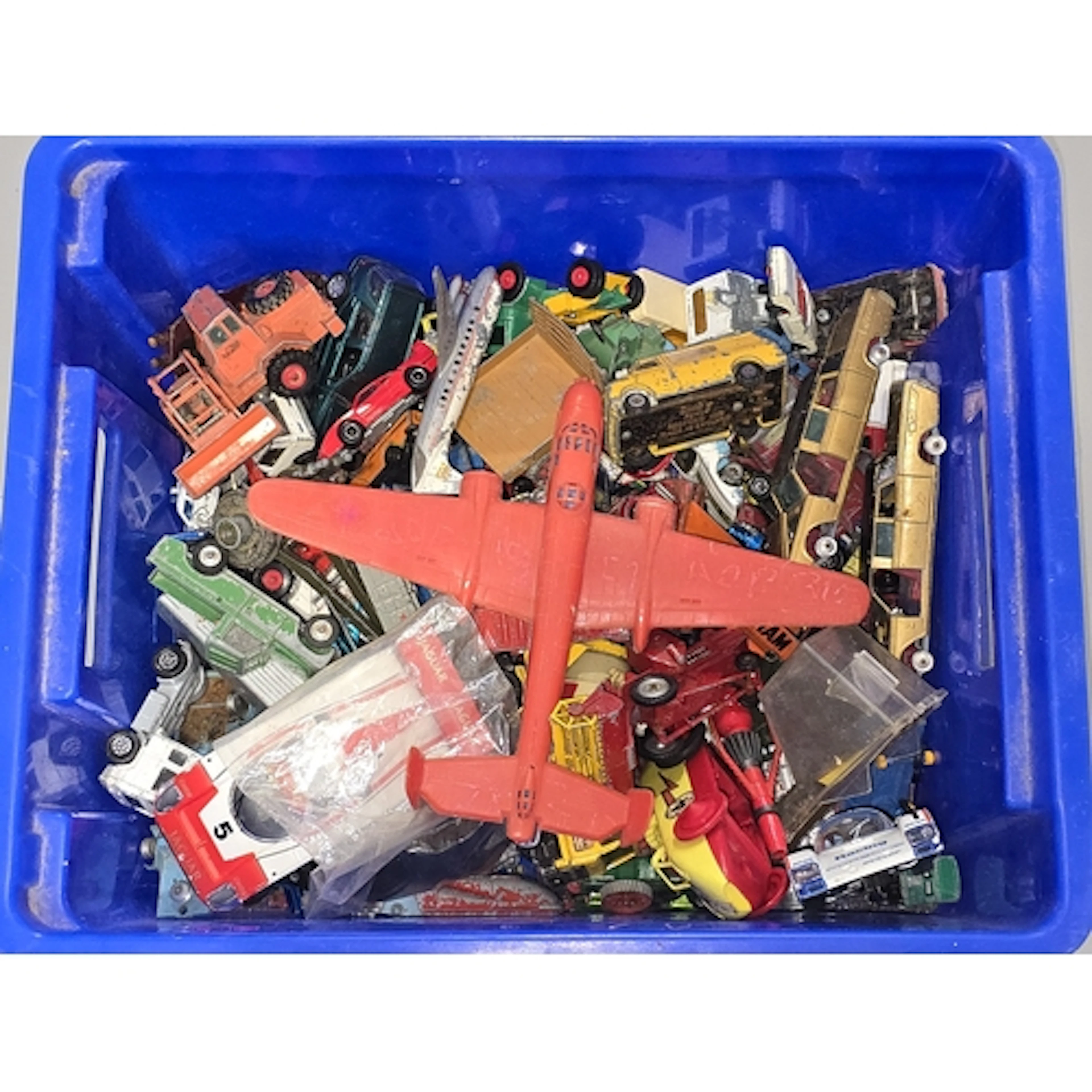 Plastic crate containing a good quantity of play worn vintag...