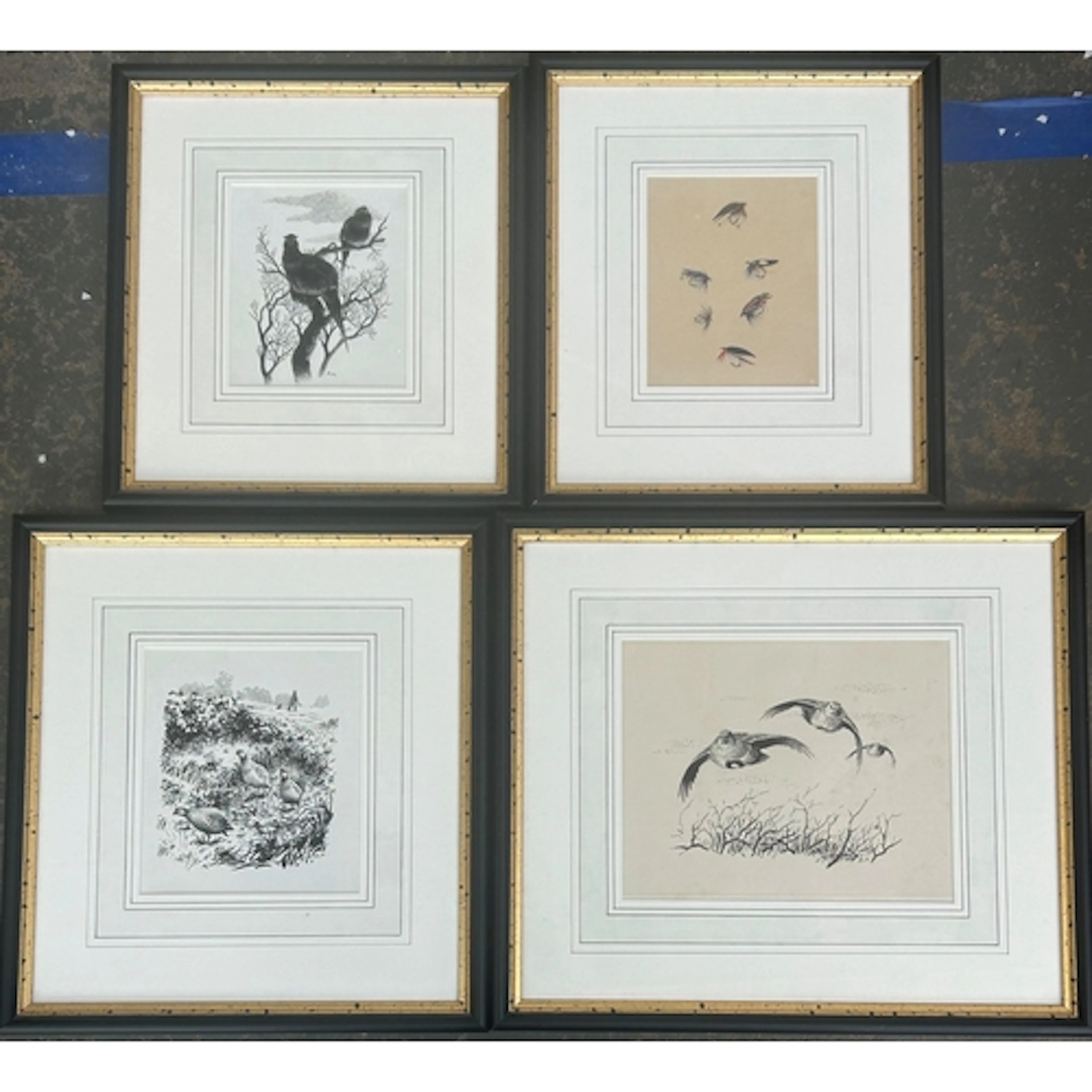 Attributed to Roger McPhail, three game bird pen and ink and...