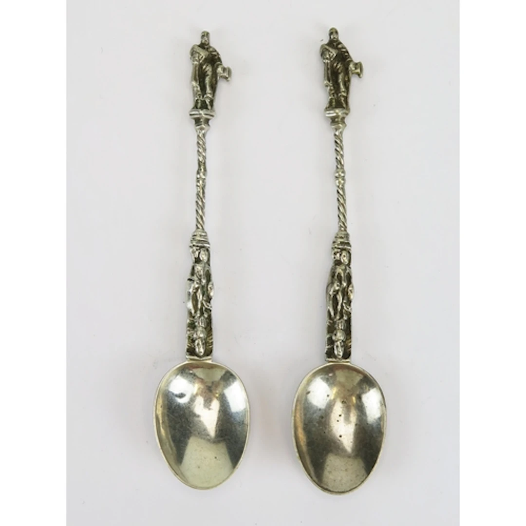 A pair of continental silver apostle spoons, hallmarked, 33....