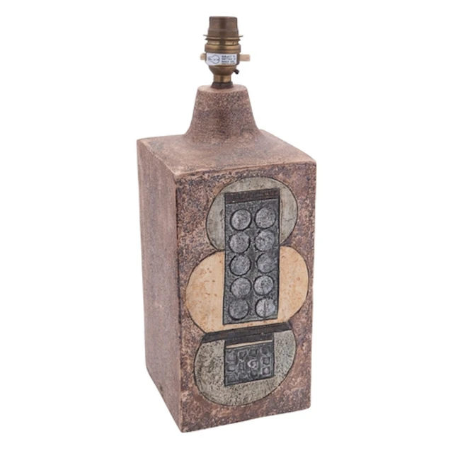 A Troika pottery rectangular lamp base incised and impressed...