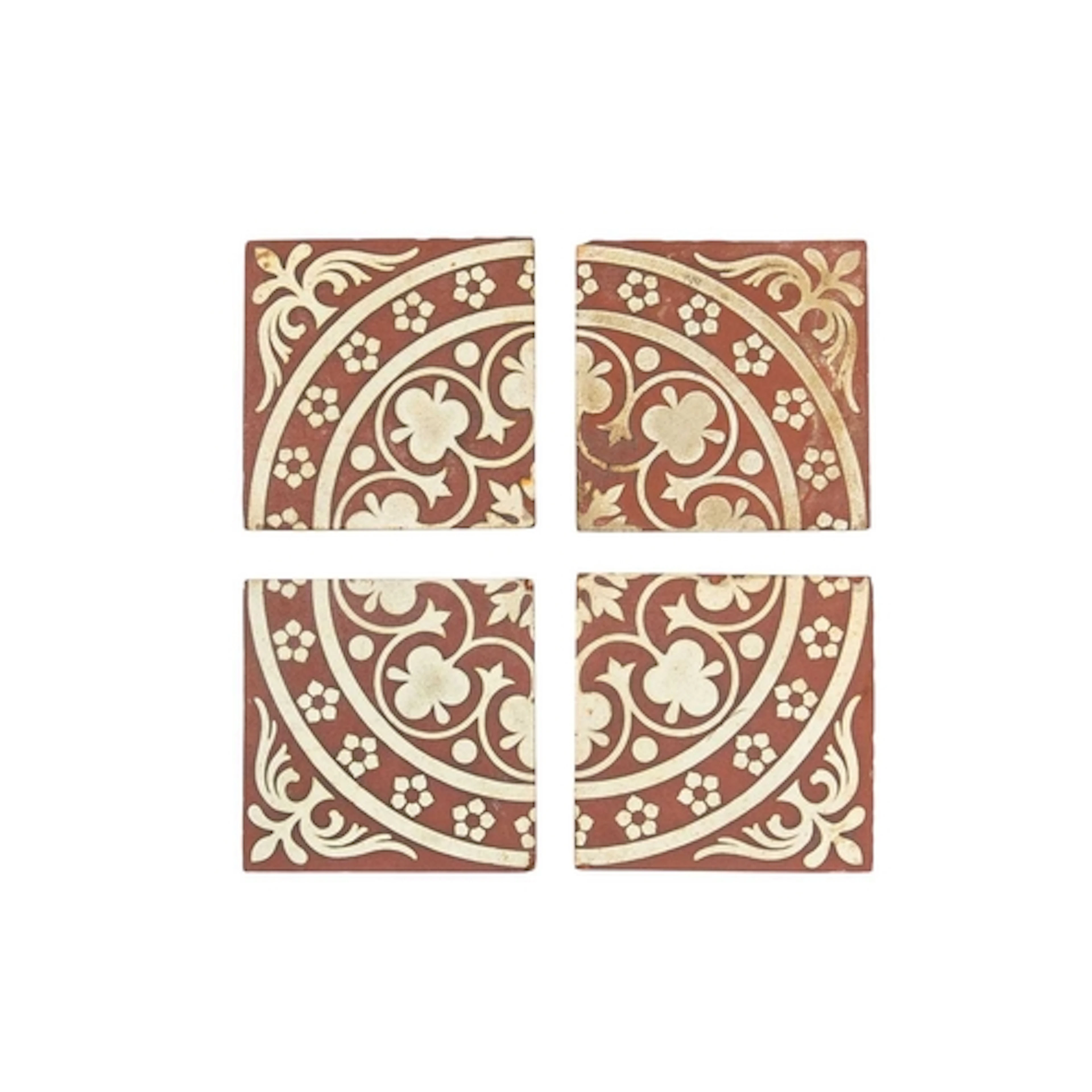 A set of four Minton encaustic tiles. Circa 1860, in the Pug...