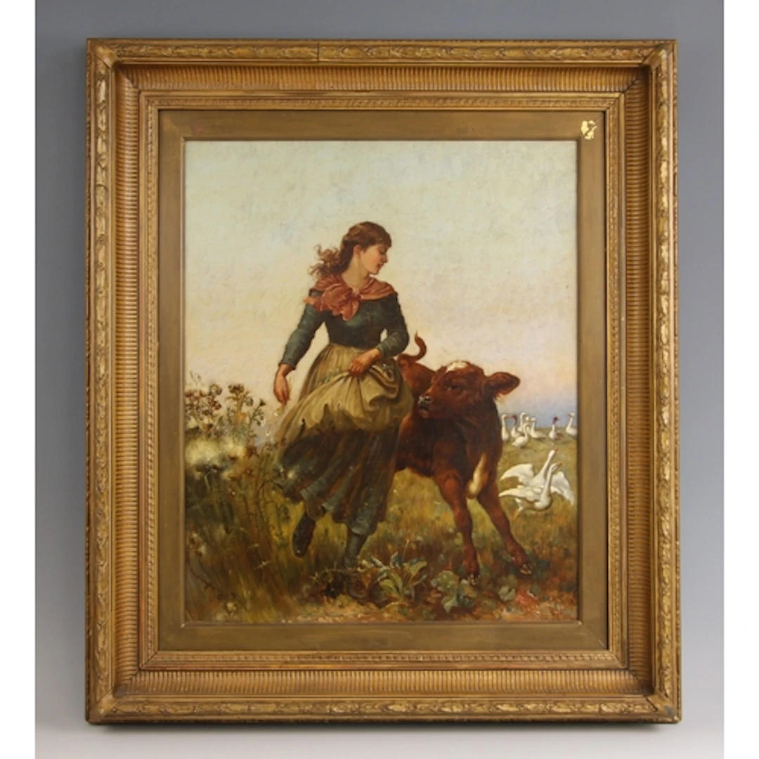 Robert Farren (British, 1832-1910), A young girl with frol...