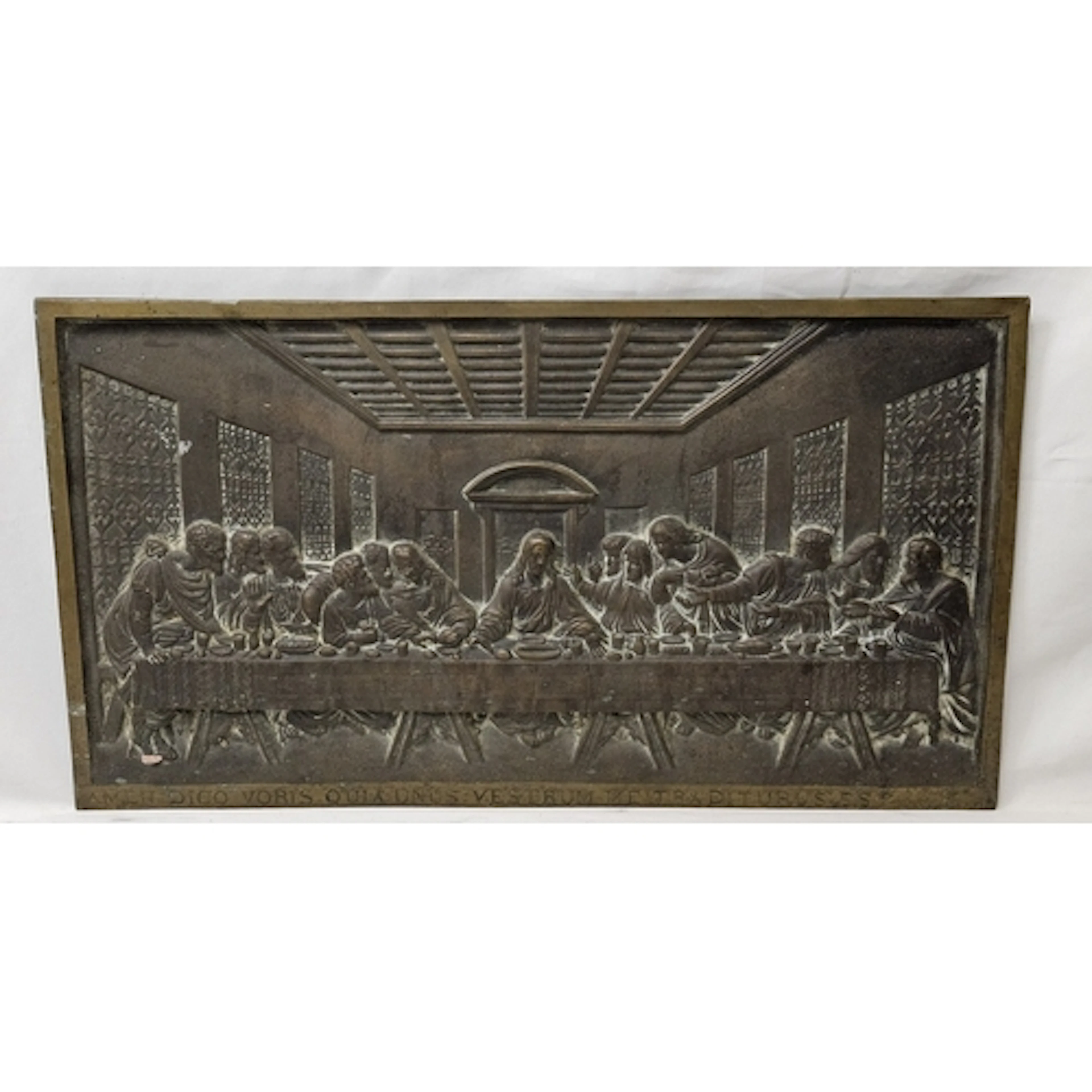 The Last Supper Religious Wall Plaque Cast Brass Relief afte...