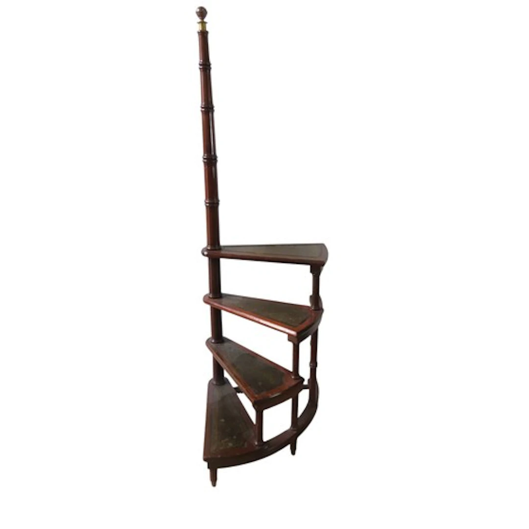 A SET OF MAHOGANY LIBRARY STEPS EARLY 20TH CENTURY of spiral...