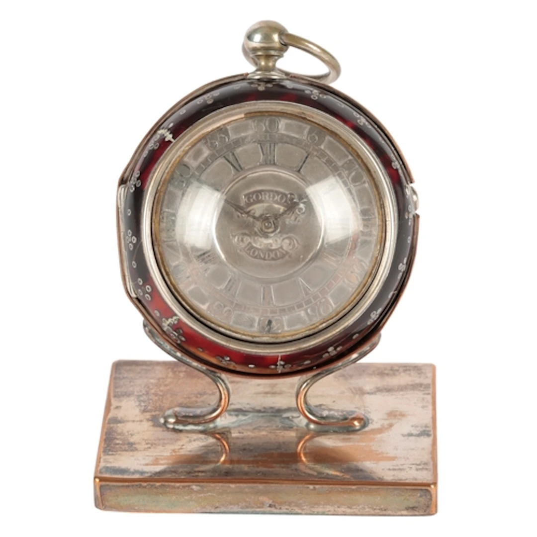 A George III tortoiseshell pique pair cased key wind verge p...