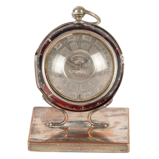 A George III tortoiseshell pique pair cased key wind verge p...