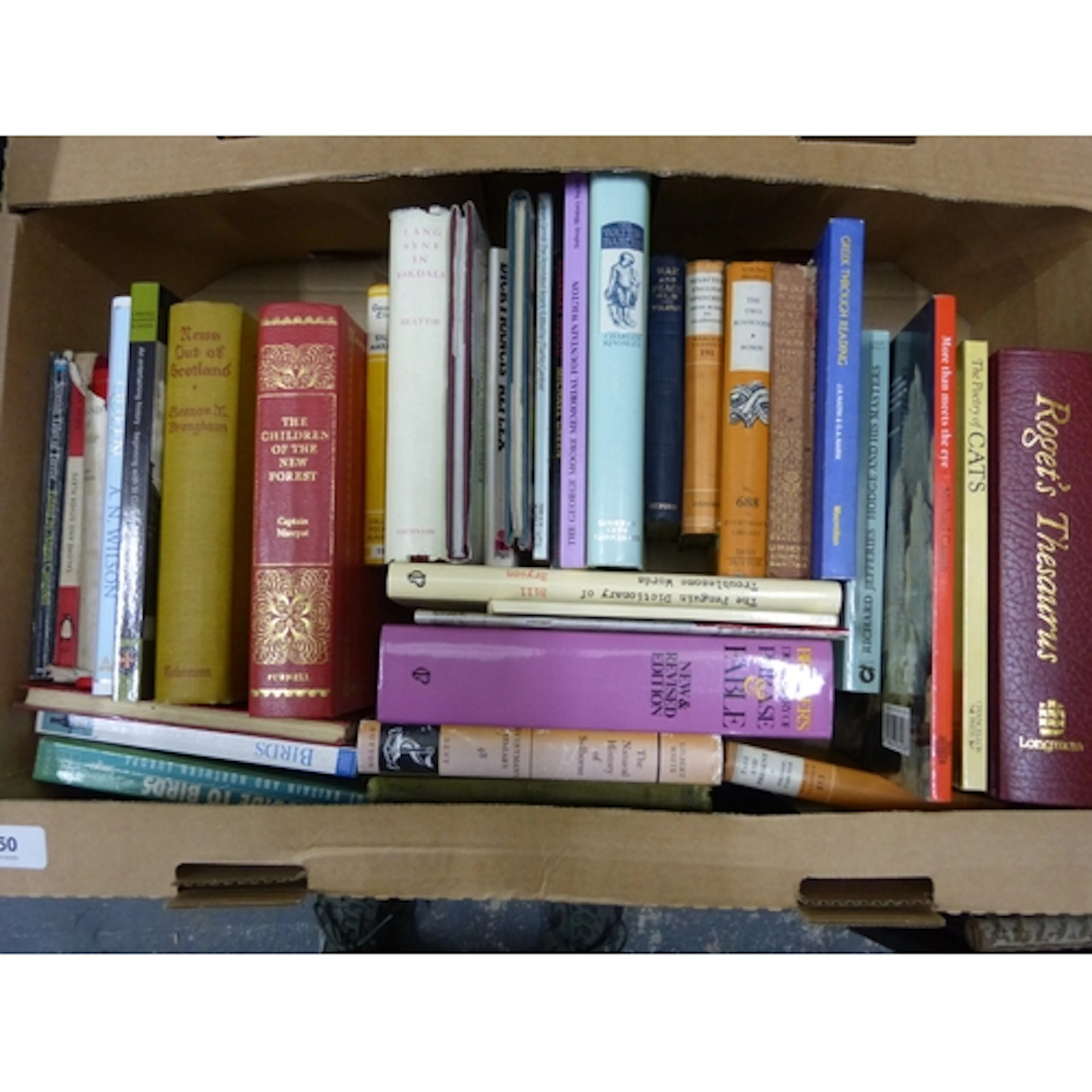 Two boxes of vintage books to include poetry, John Buchan, S...