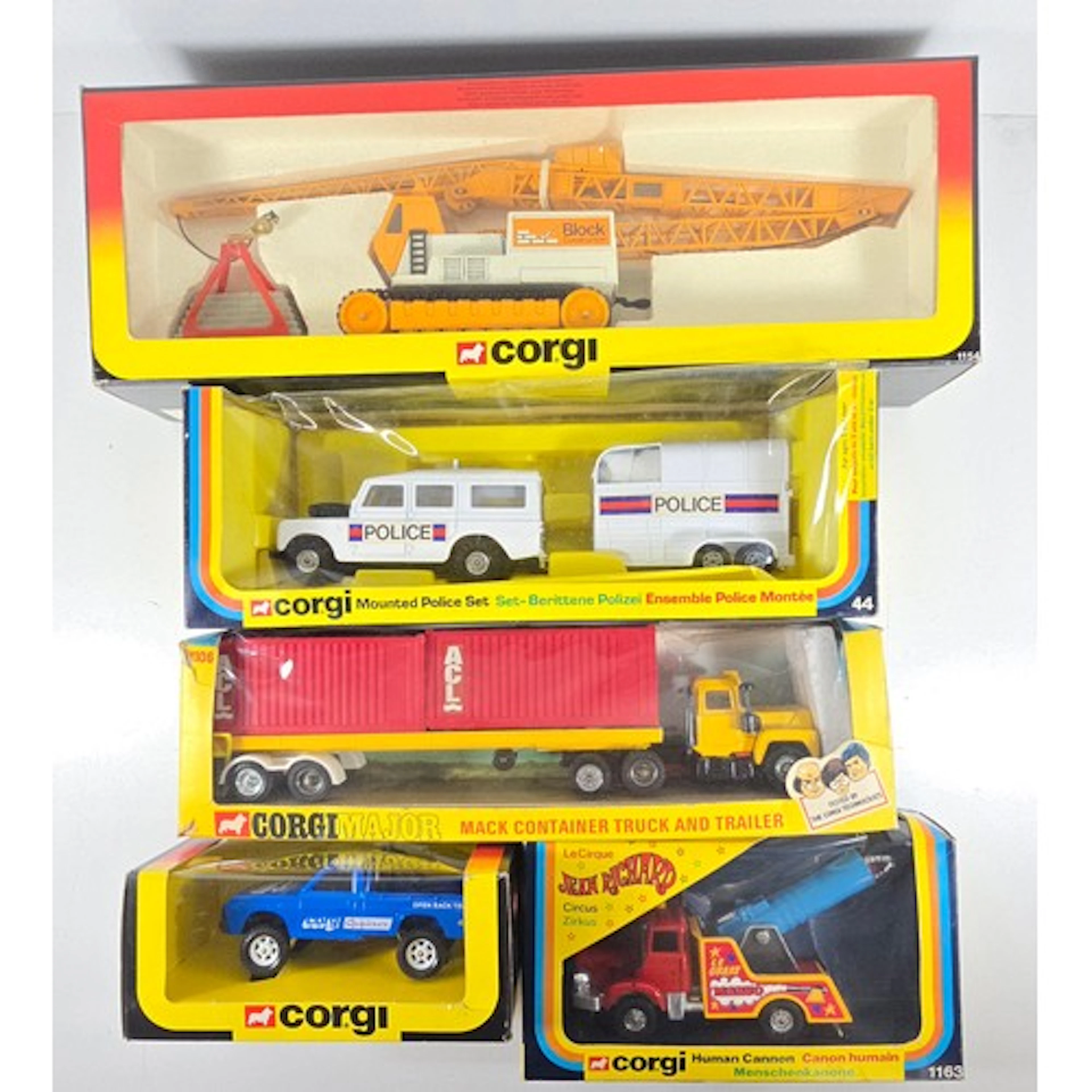 11 Corgi. BLOCK Construction Crane (1154), Mounted POLICE Se...