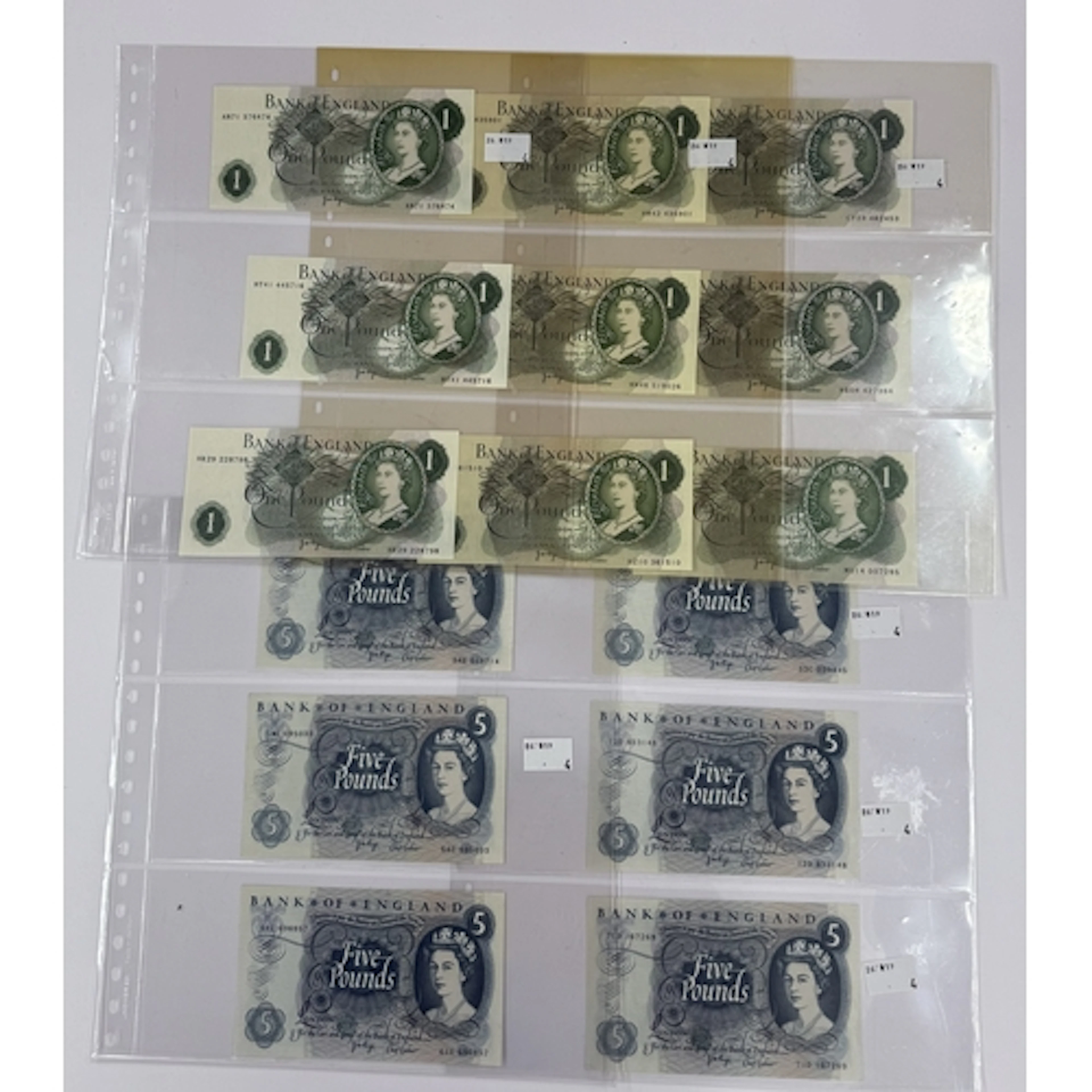 Banknotes: John Brangwyn Page, £1 notes x 9 prefix AN71, HT4...