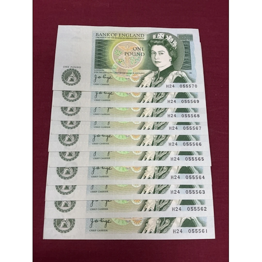 Collection Of Ten GB QEII Uncirculated Consecutive Number Ru...
