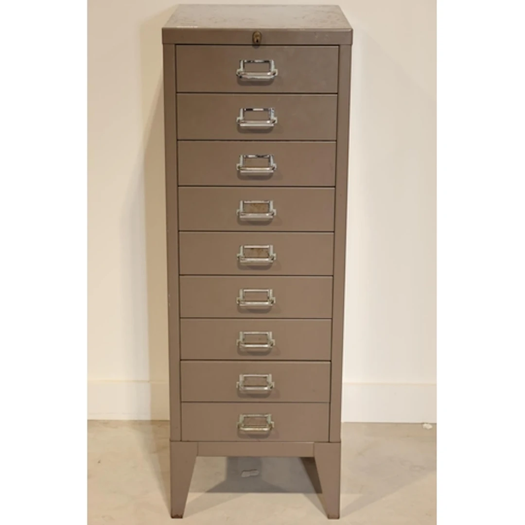 Stor Vintage All Steel 9 Drawer Vintage Metal Engineer Cabin...