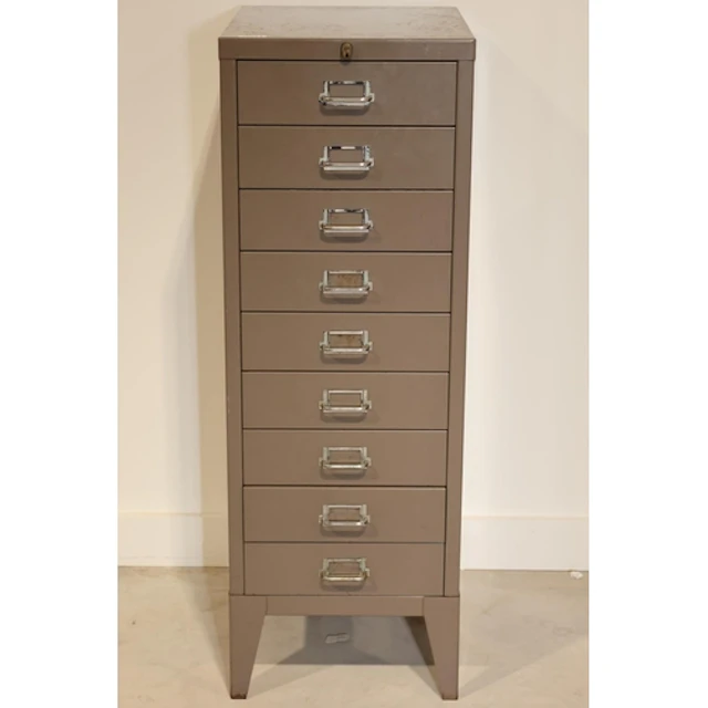 Stor Vintage All Steel 9 Drawer Vintage Metal Engineer Cabin...