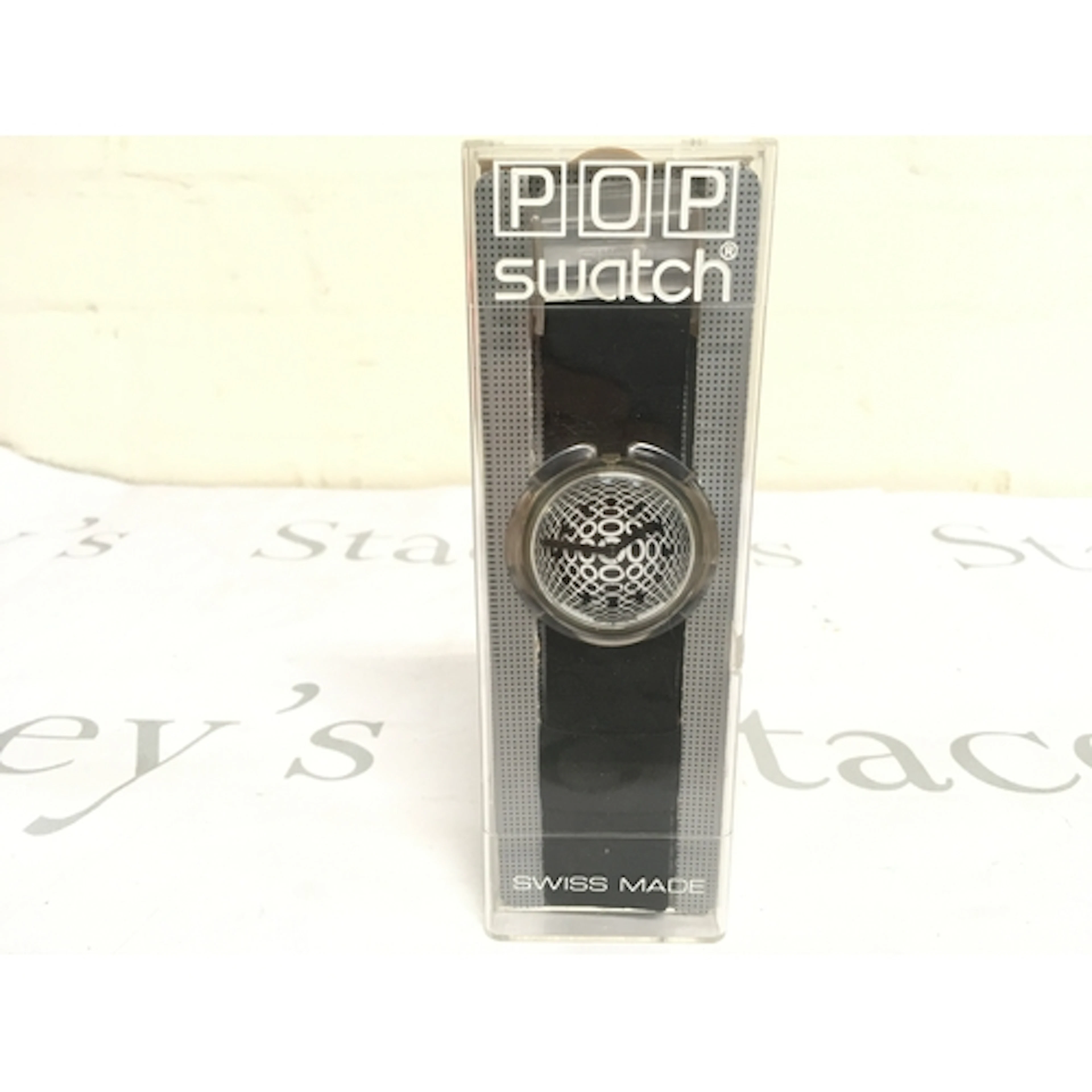 vintage 1992 Swatch Pop "DOTS" (PWK166) watch featuring a bl...