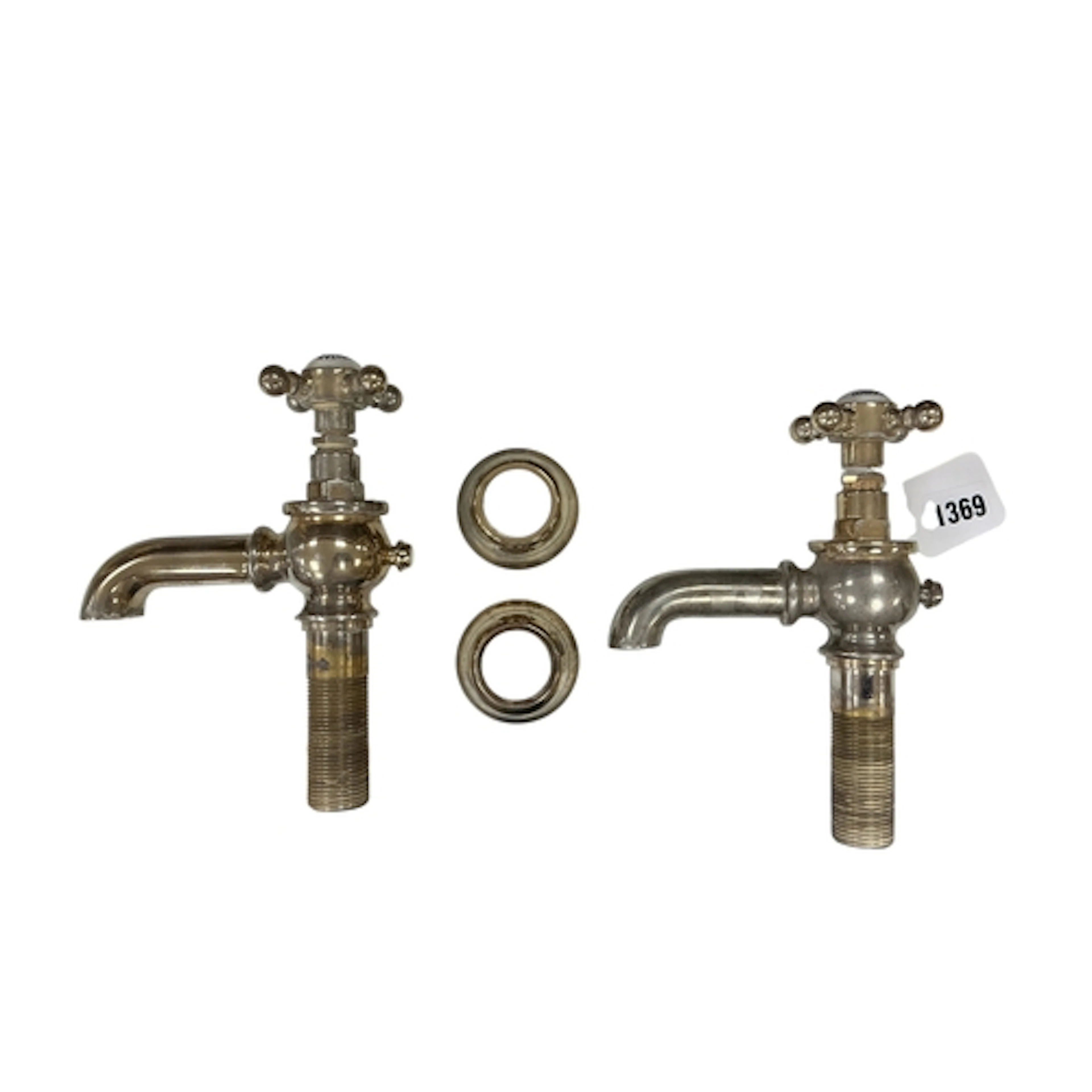 A pair of vintage BC Sanitary London bath taps, height with ...