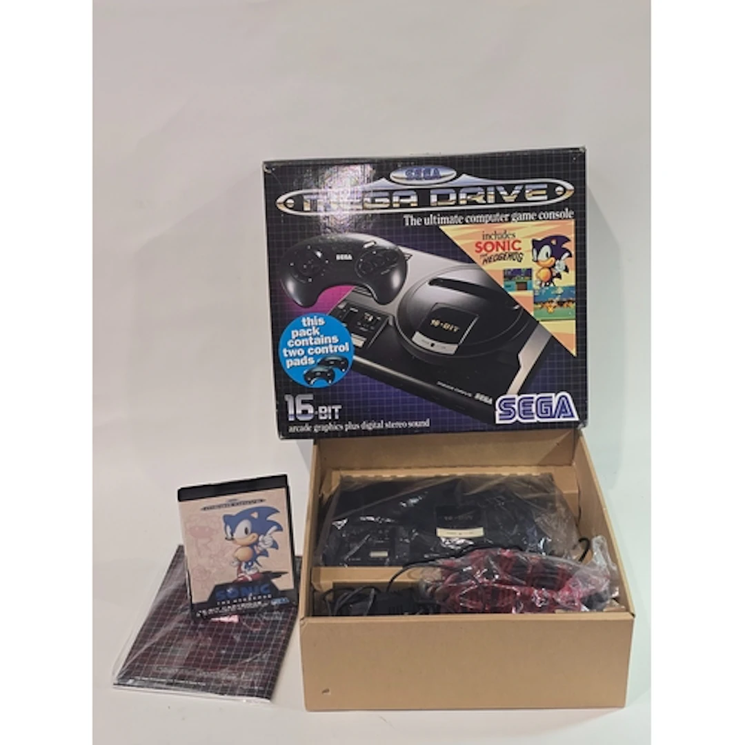Vintage Sega Mega Drive boxed console Sonic The Hedgehog edi...