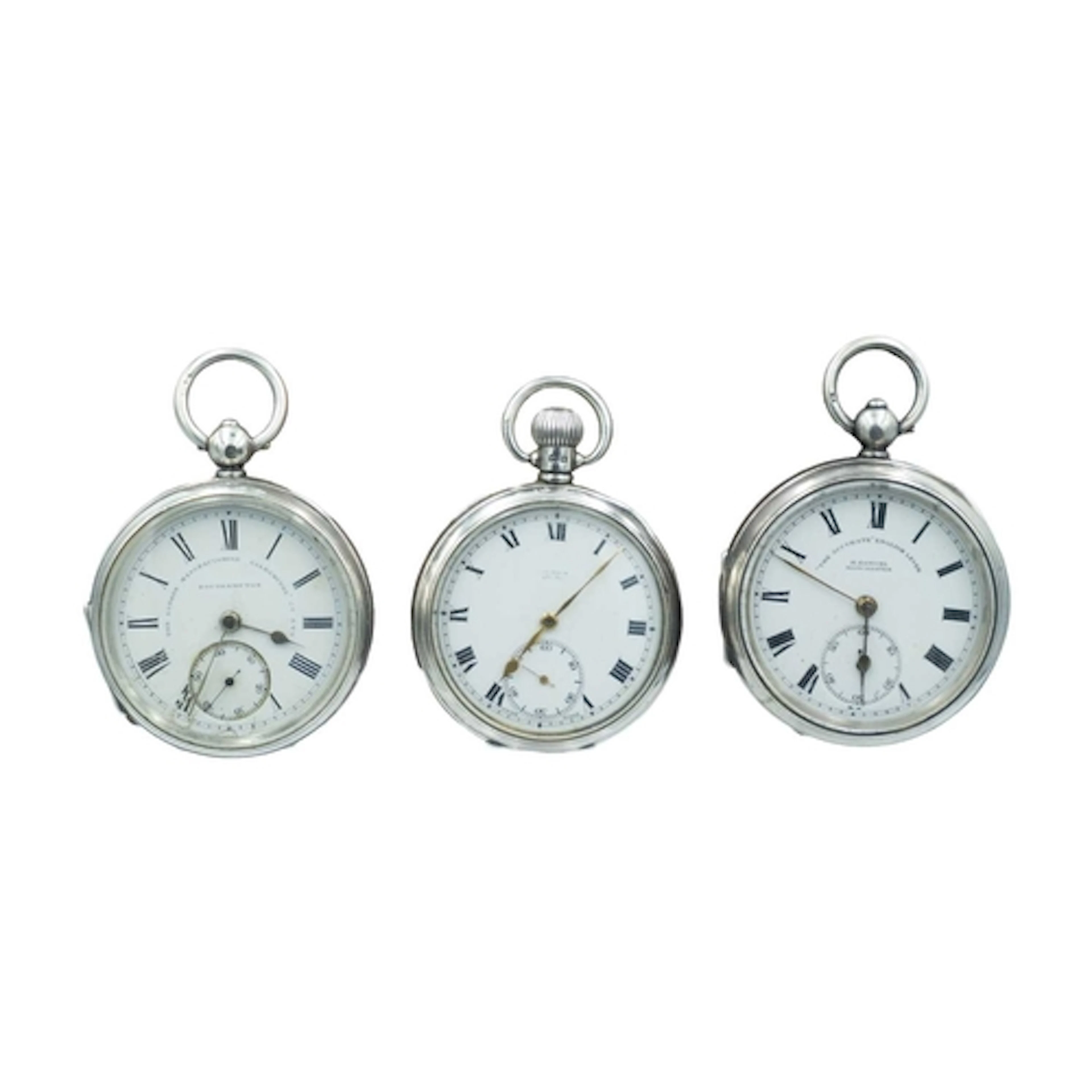 A selection of three silver-cased lever pocket watches for r...