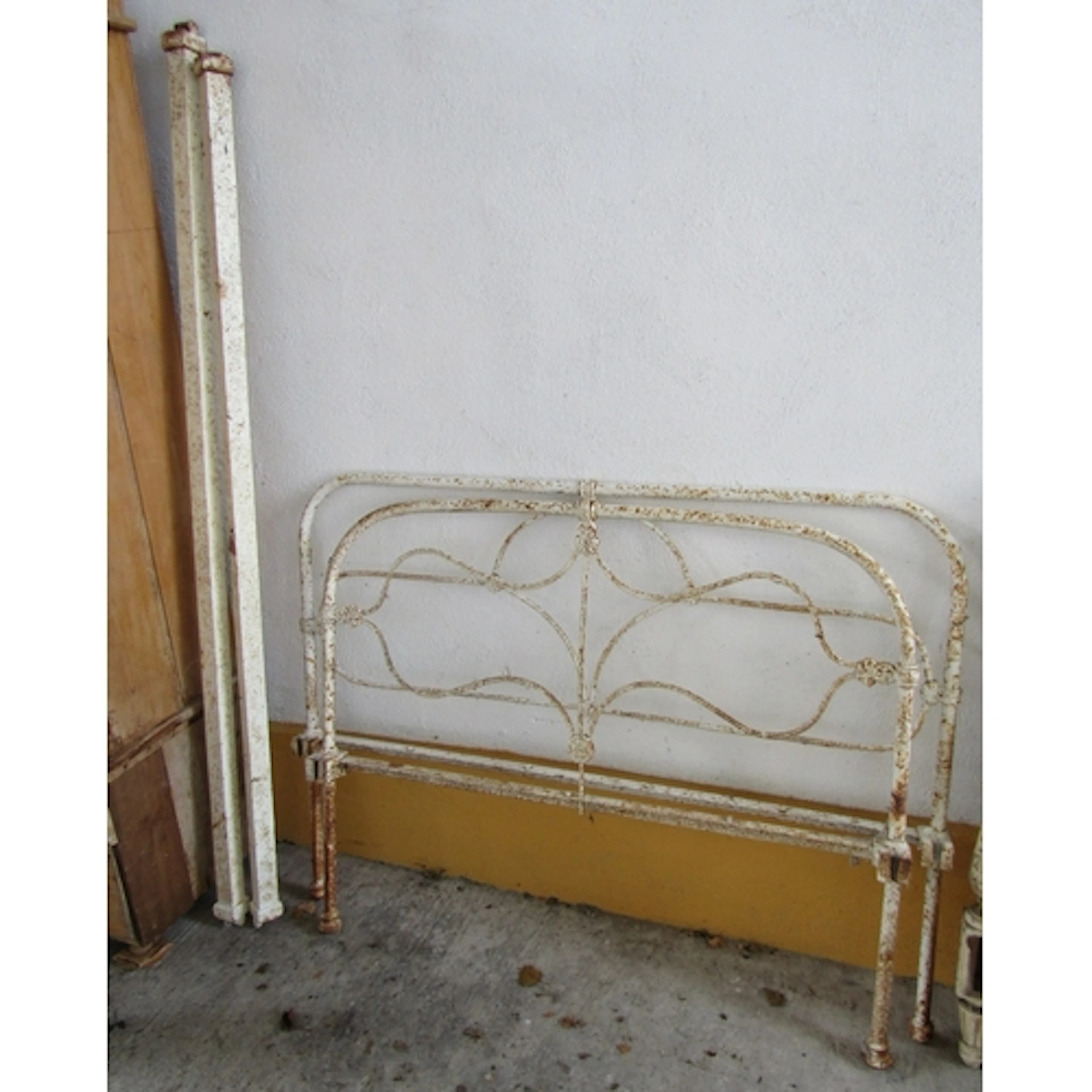 Antique French Double Bed 4ft Wide with Side Irons
