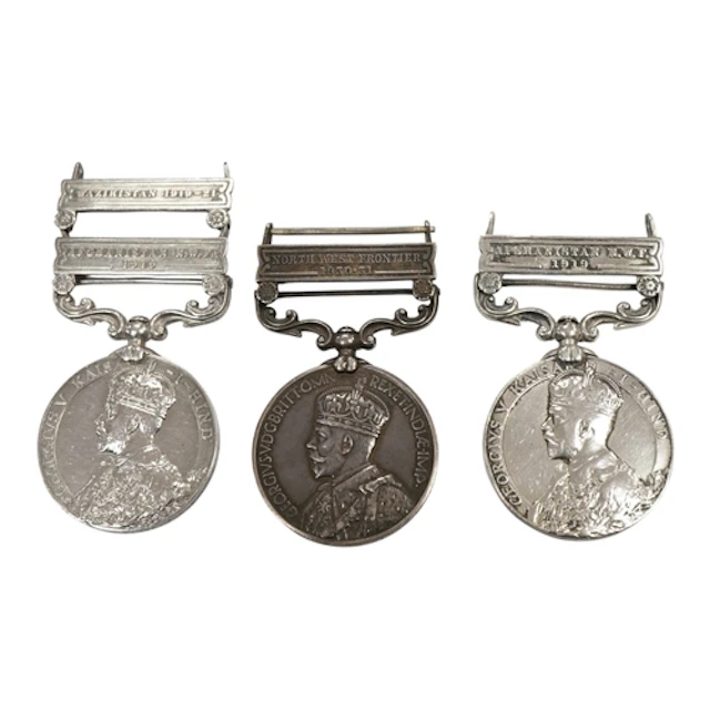 Three Edward VII military India GSMs; an India General Servi...