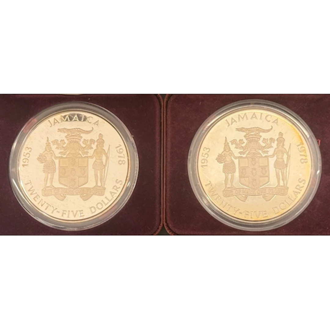 Jamaica 1978 25th Anniversary of the Coronation $25 silver p...