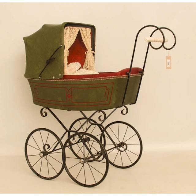 A Victorian-style doll's pram and accessories - modern, with...