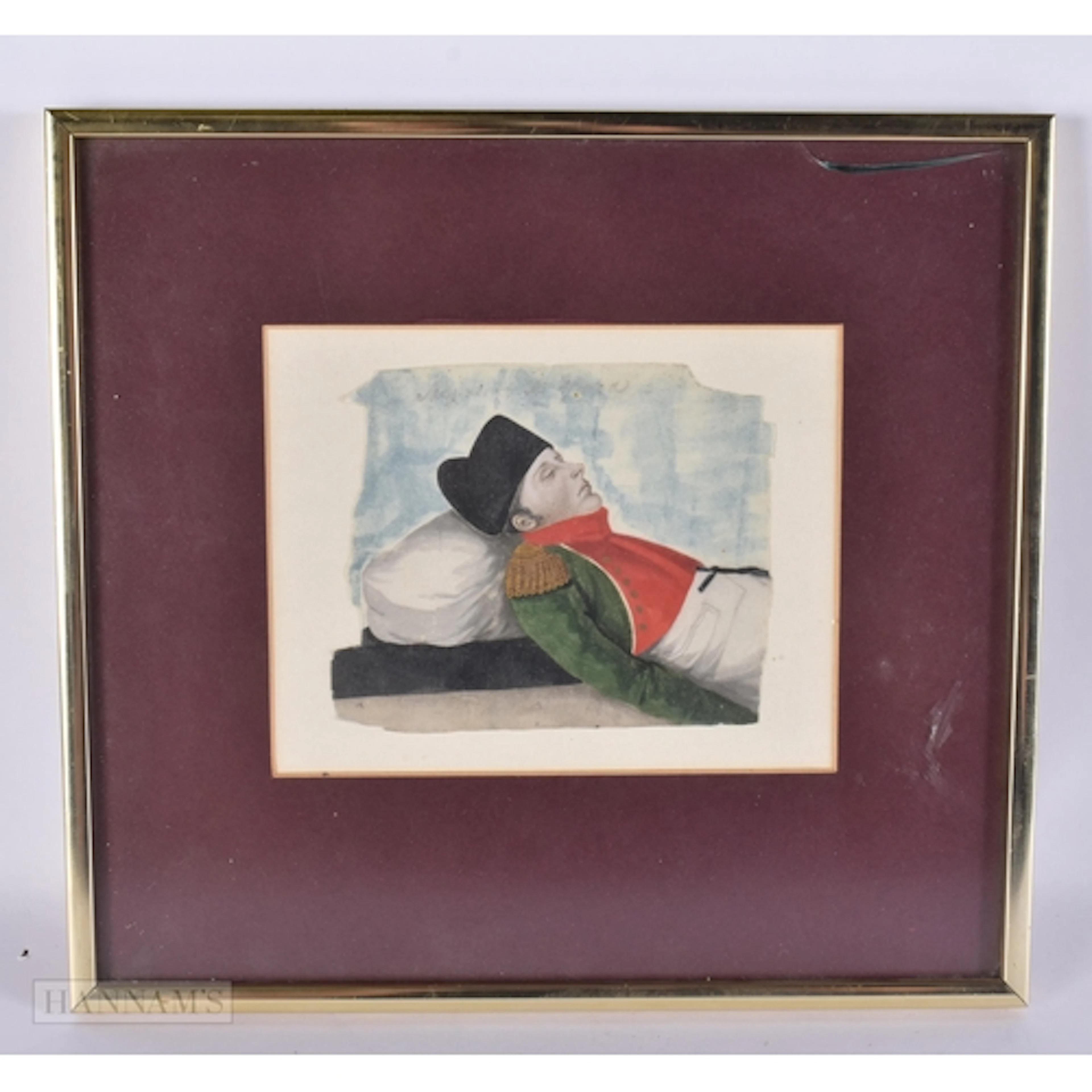 European School (19th Century) Watercolour, Napoleon on his ...