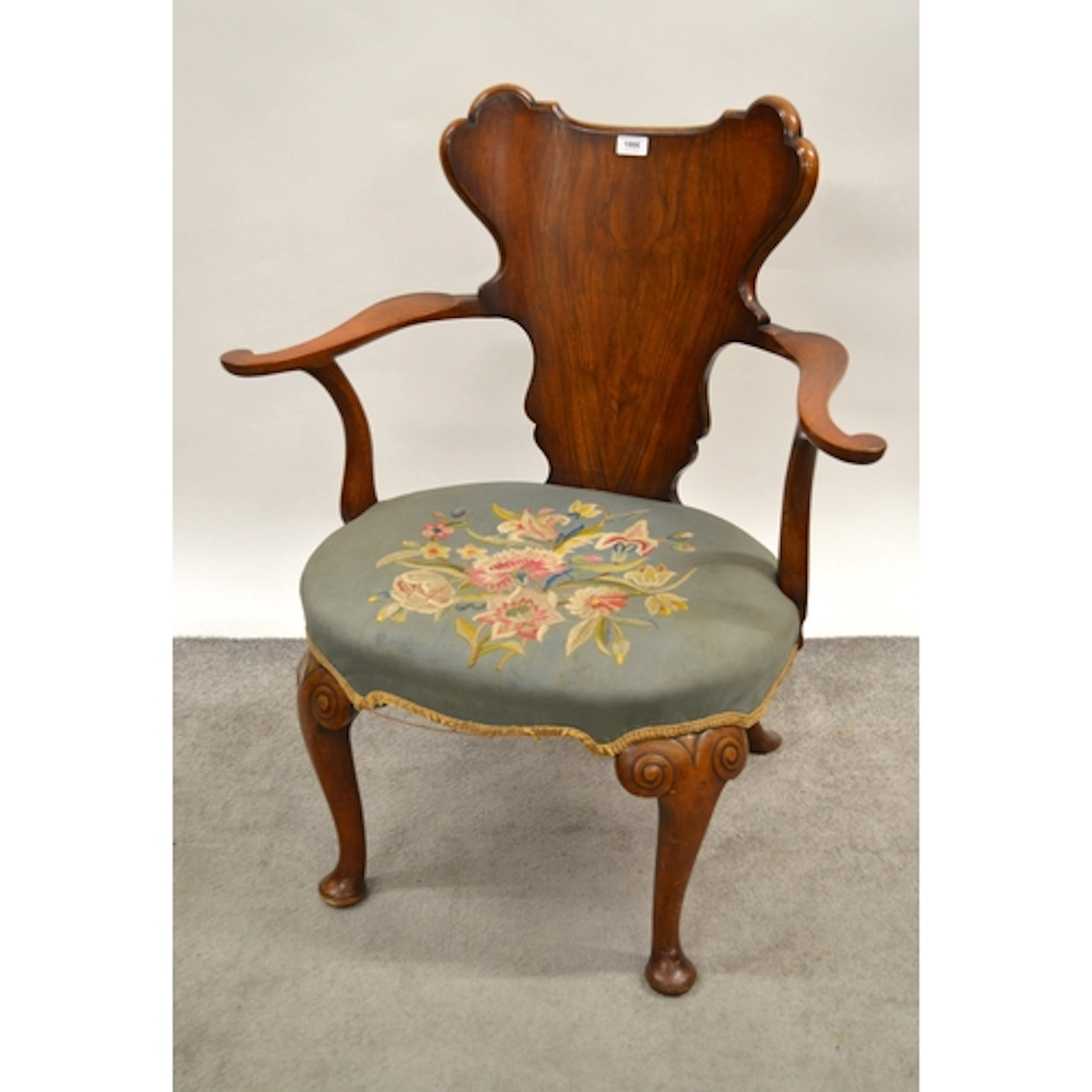 Early 20th Century walnut open armchair in 18th Century styl...
