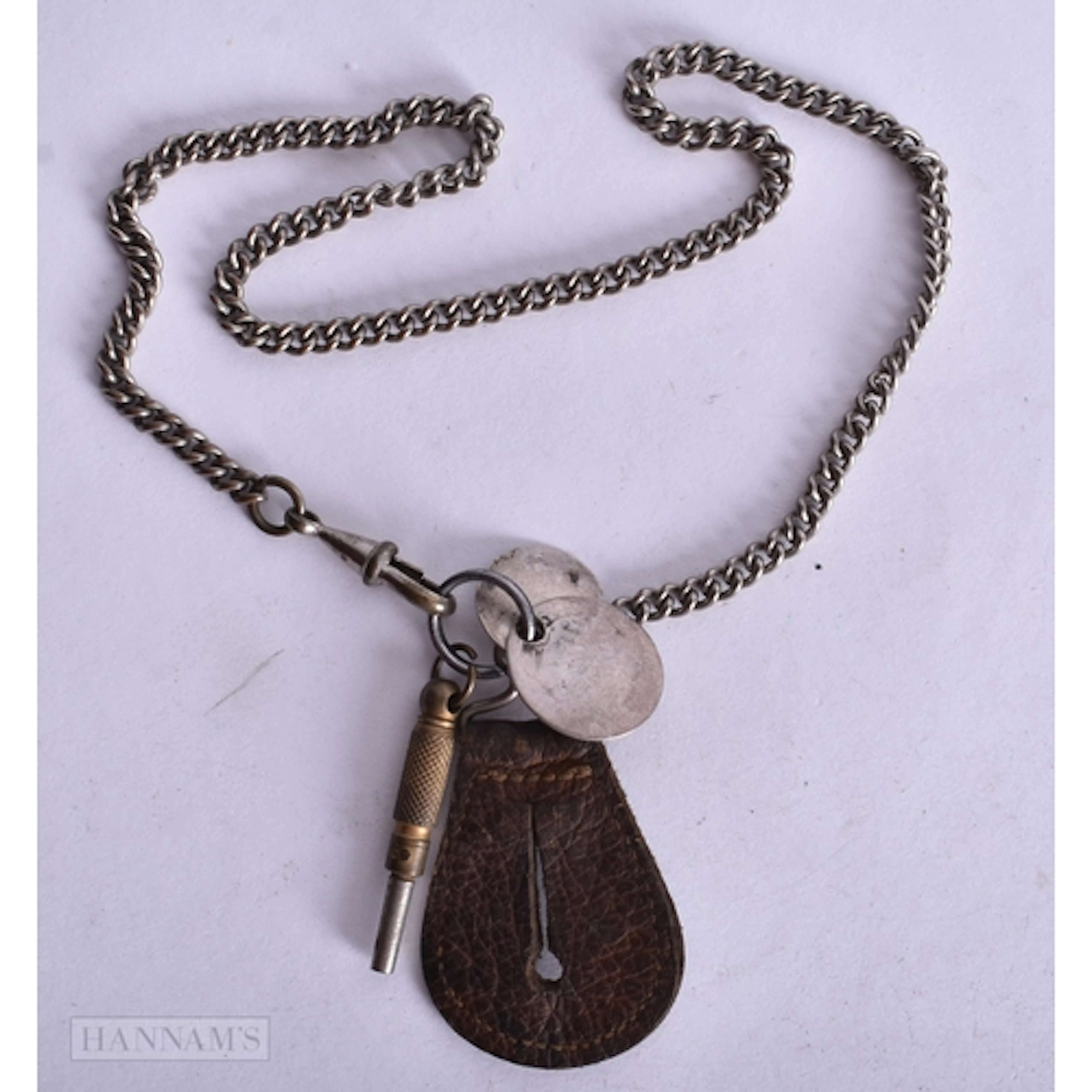 AN EARLY VICTORIAN WATCH CHAIN. 48 cm long.
